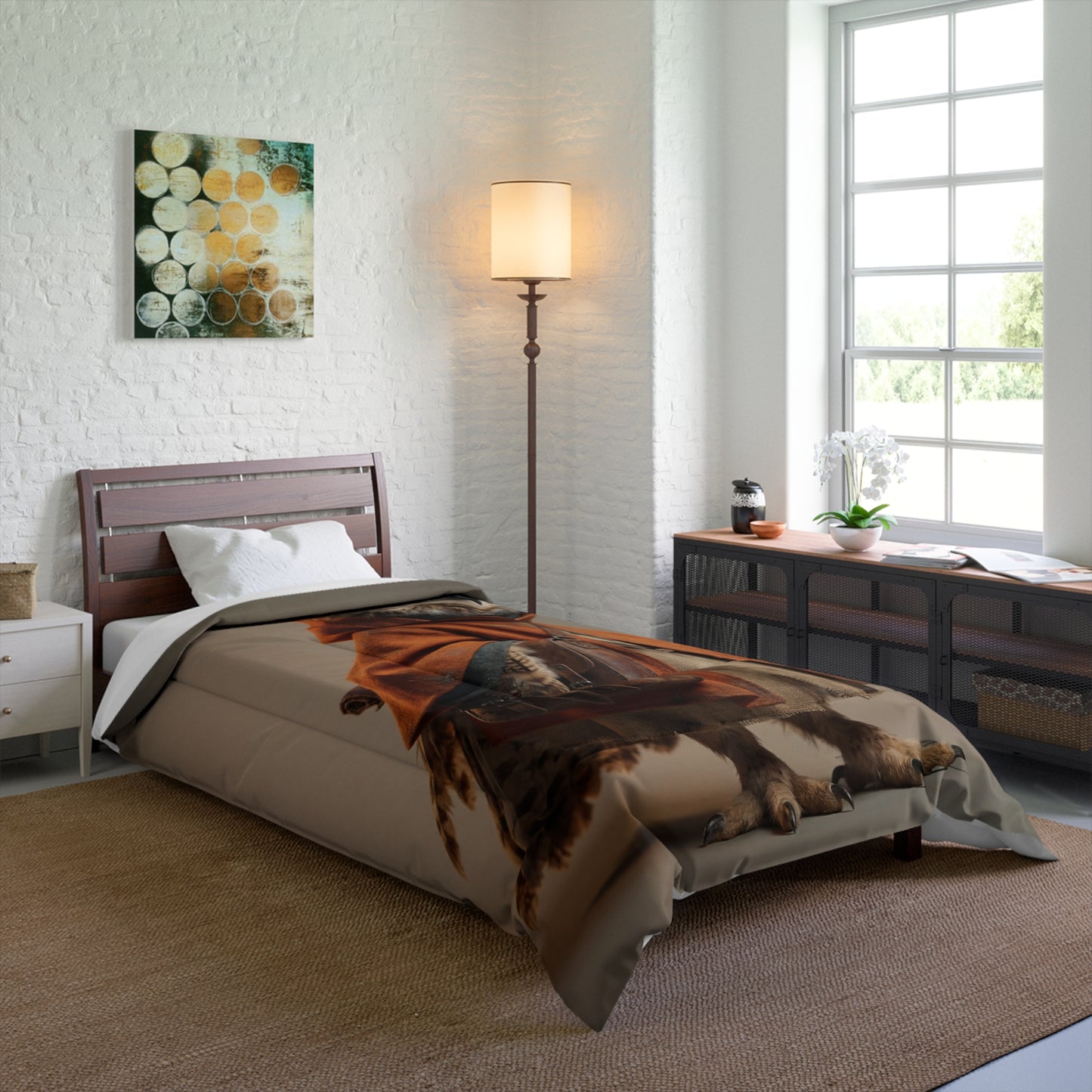 Wise Owl Scholar Comforter – Warm Earth-Toned Study Companion