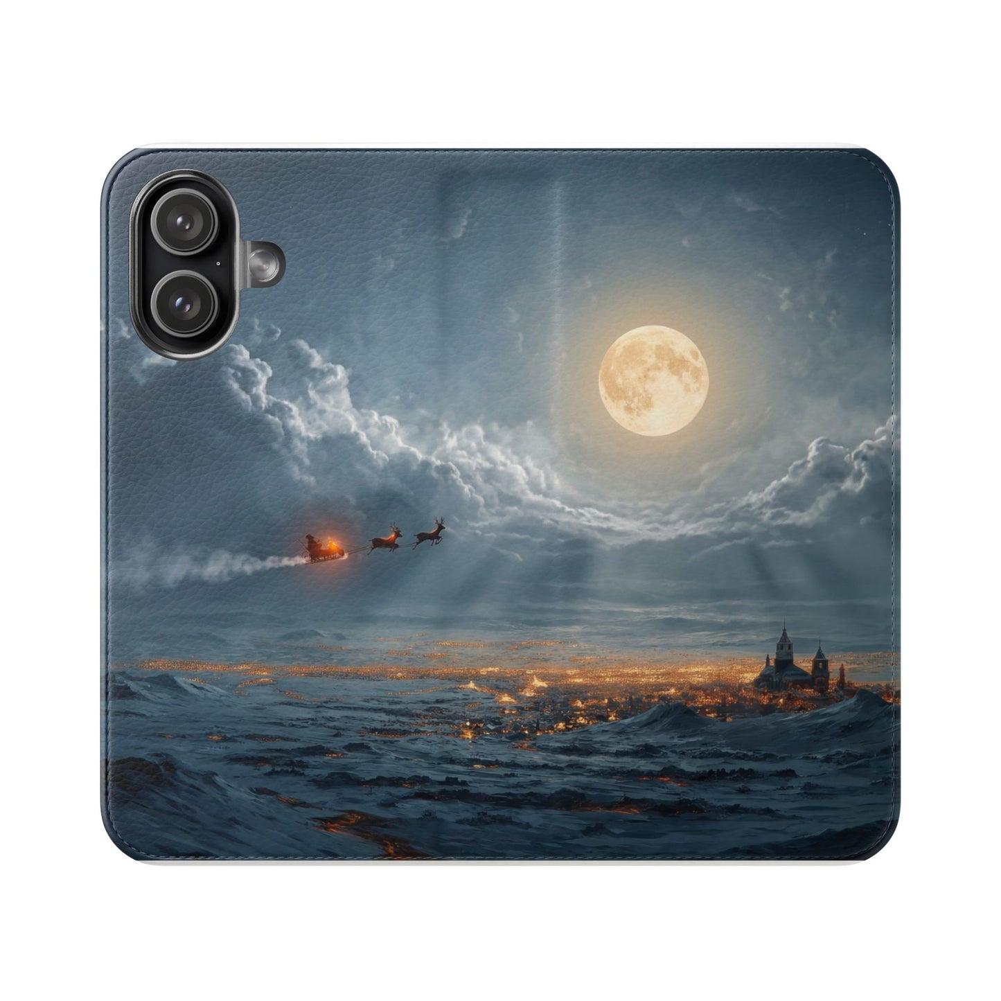Moonlit Sleigh Flip Cases – Northern Lights Winter Journey