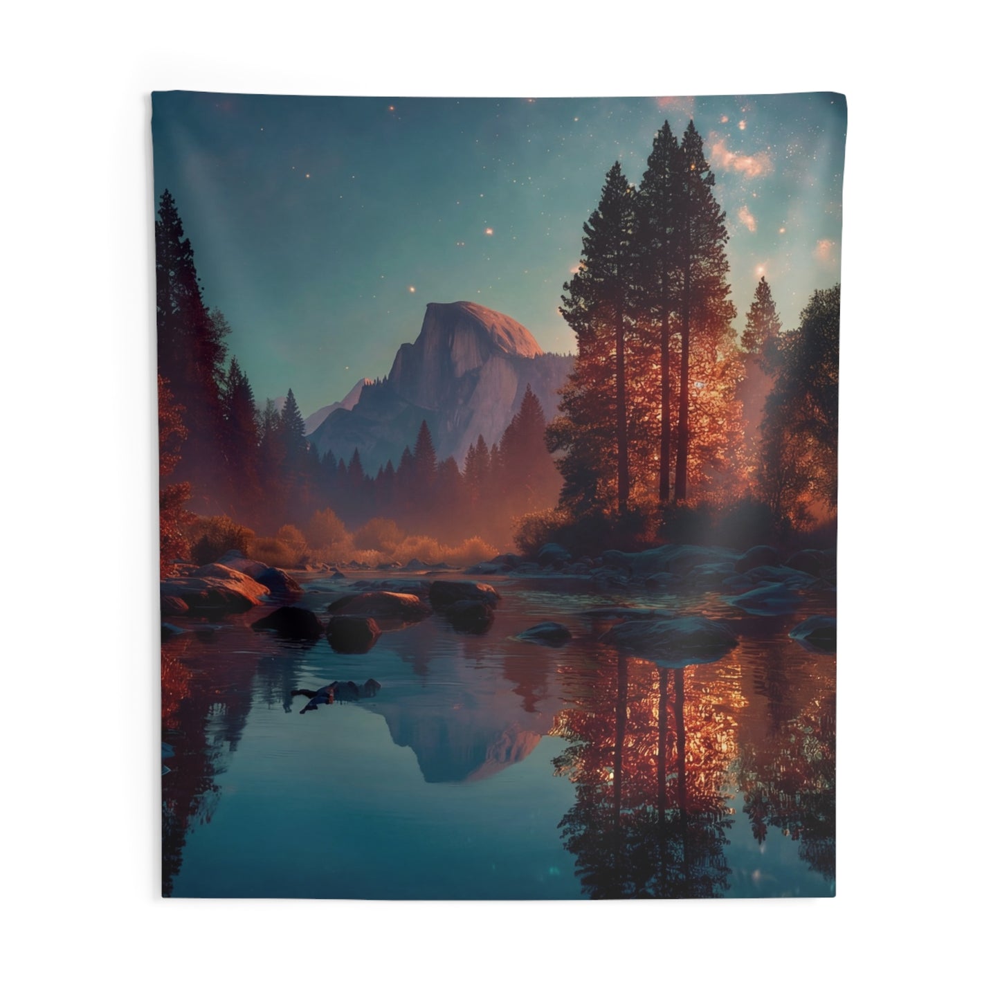 Starlit River Reflection Tapestry – Half Dome’s Whispering Waters