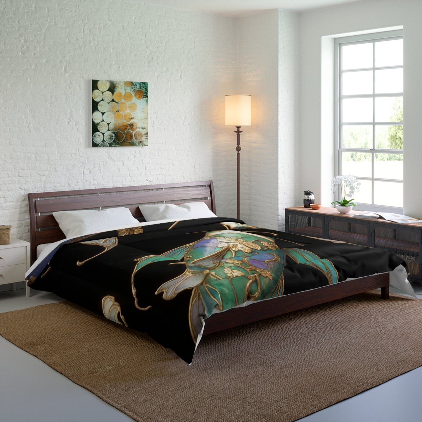 Art Nouveau Koi Comforter – Luminous Azure & Gold Dreamscape
