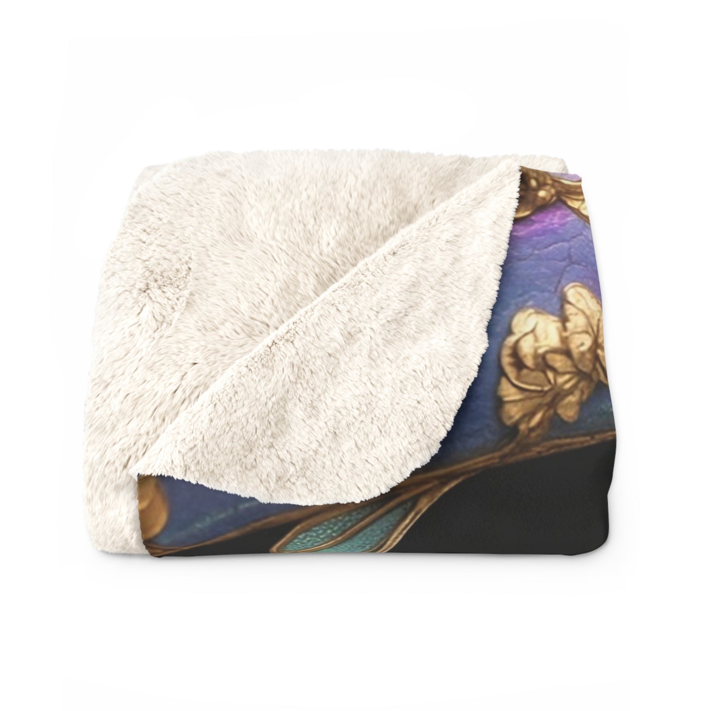 Gilded Koi Sherpa Fleece Blanket – Opal Fin and Gold Vein Dreamscape
