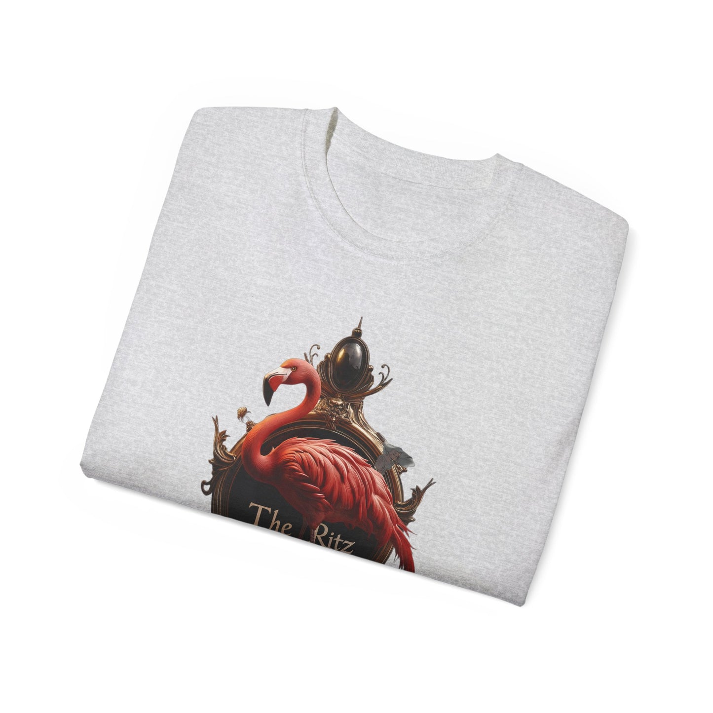 The Ritz Flamingo Ornate Frame Tee – Velvet Pink Feather Guardian