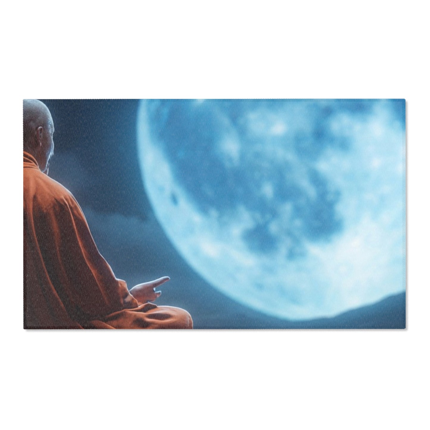 Moonlit Monk Meditation Rug – Serene Cave Sanctuary