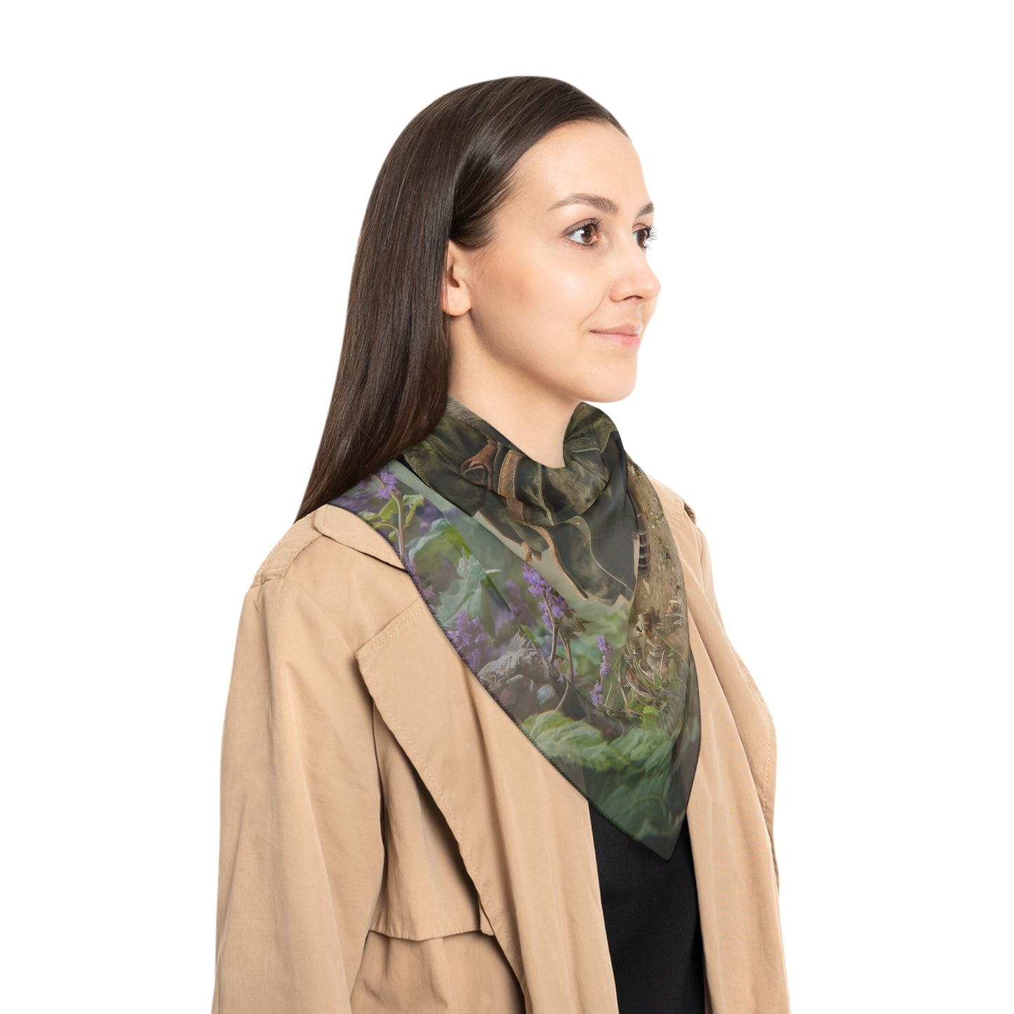 Badger Explorer Poly Scarf – Mossy Path Through Purple Wilds