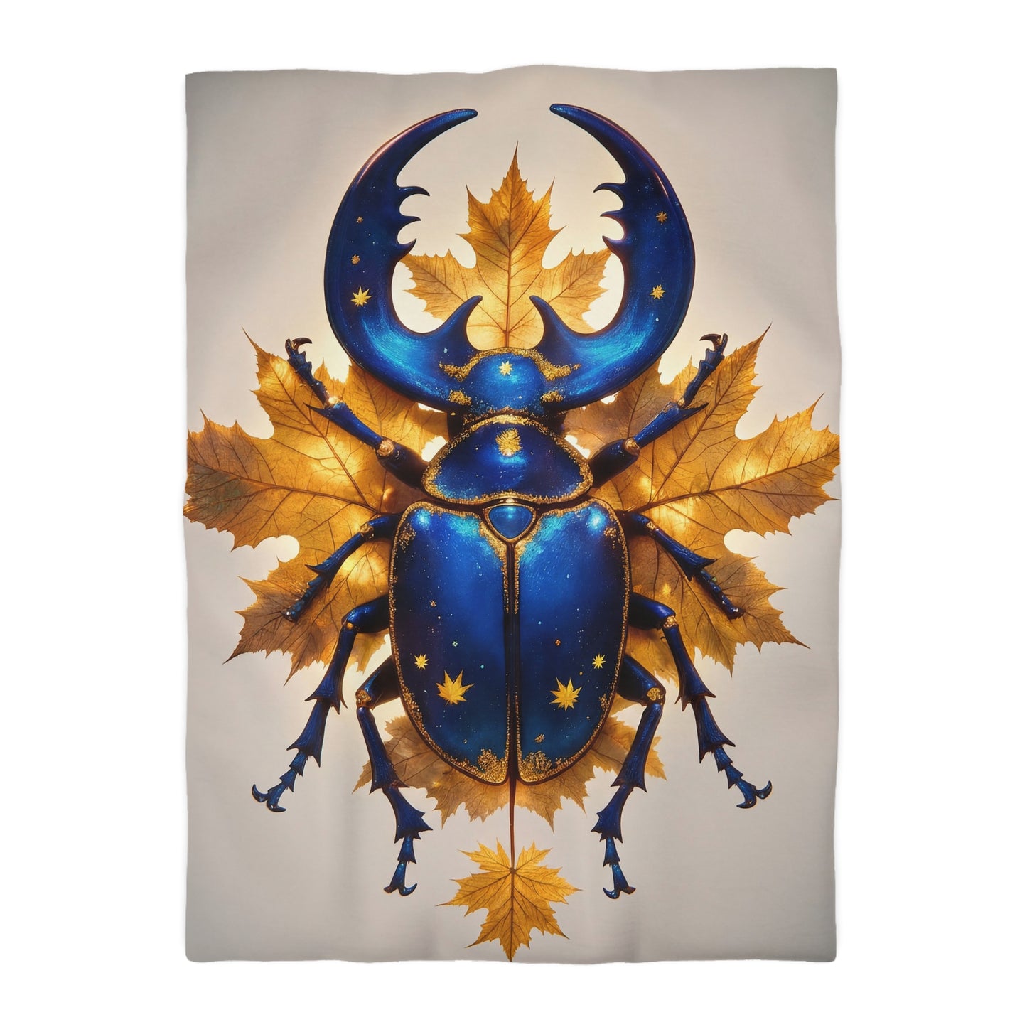 Celestial Beetle Microfiber Duvet Cover – Night Sky Guardian on Maple Leaves