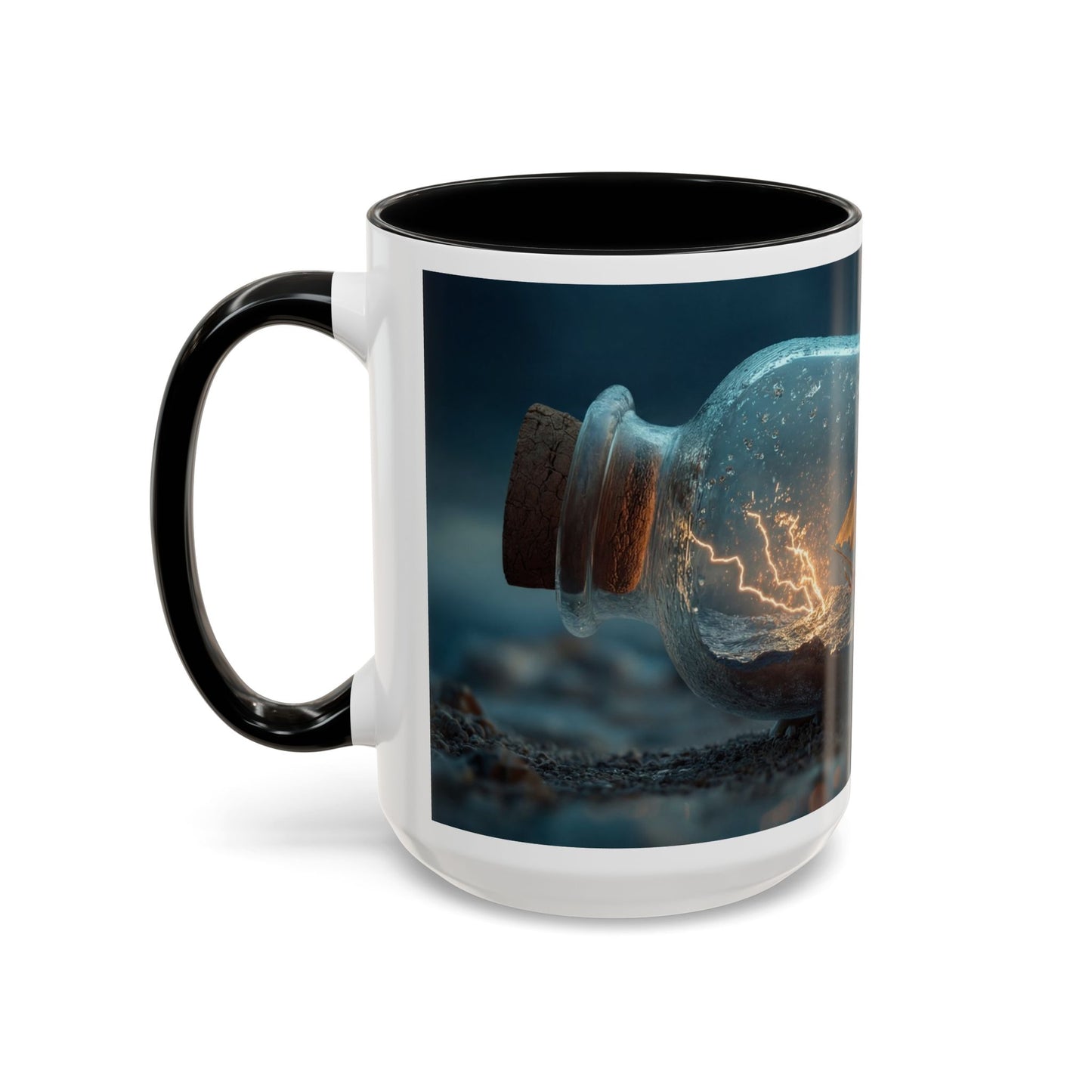 Stormbound Galleon Accent Coffee Mug (11, 15oz) – Bottle of Sea and Lightning