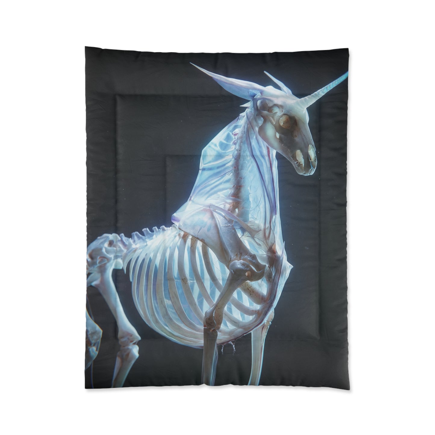 Celestial Unicorn Skeleton Comforter – Glowing Bone Dreamscape