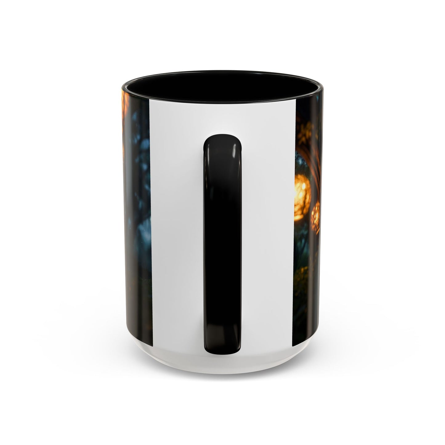 Luminous Forest Path Accent Coffee Mug (11, 15oz) – Warm Glow Through Ancient Branches