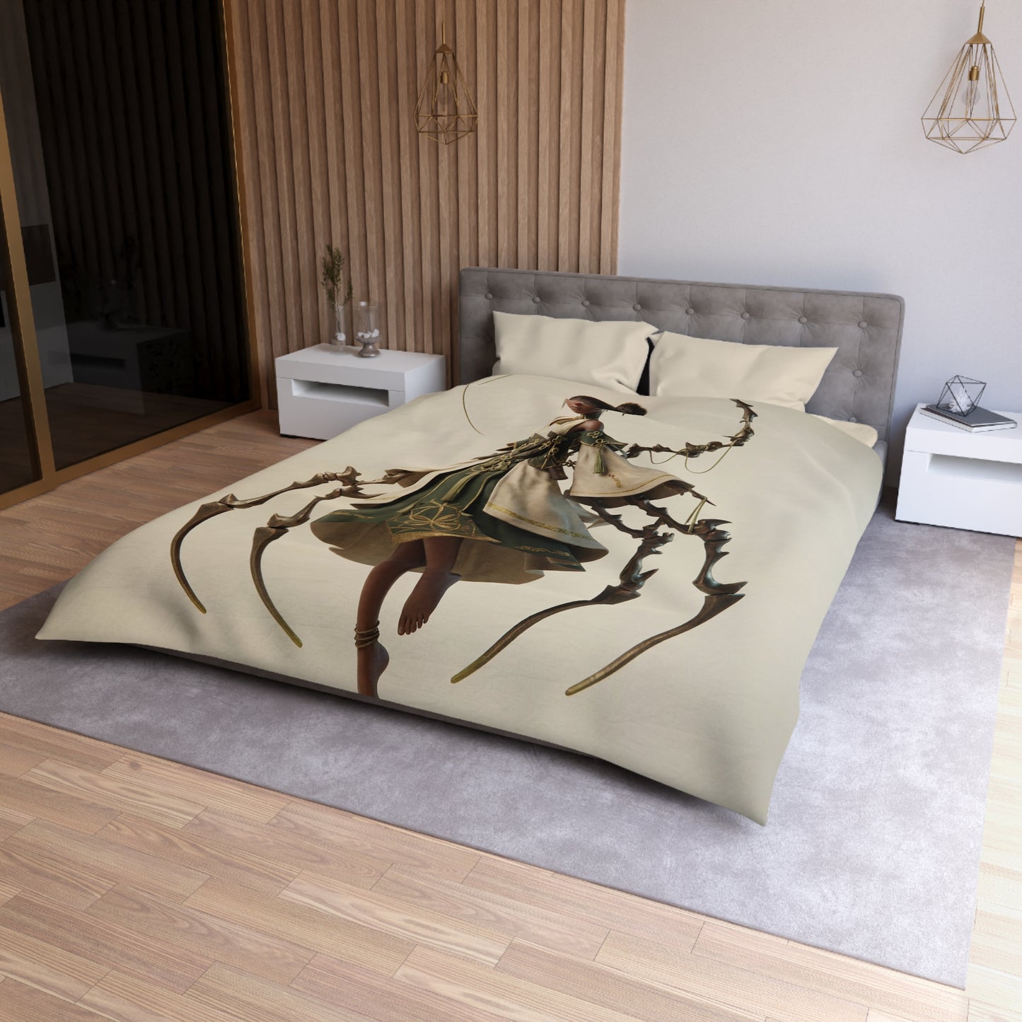 Moonlit Weaver Duvet Cover – Ethereal Spider Silk Dreamscape