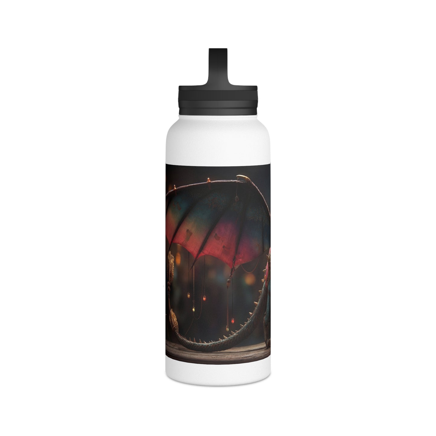 Regal Dragon Lantern Water Bottle – Handle Lid – Twilight Market Guardian