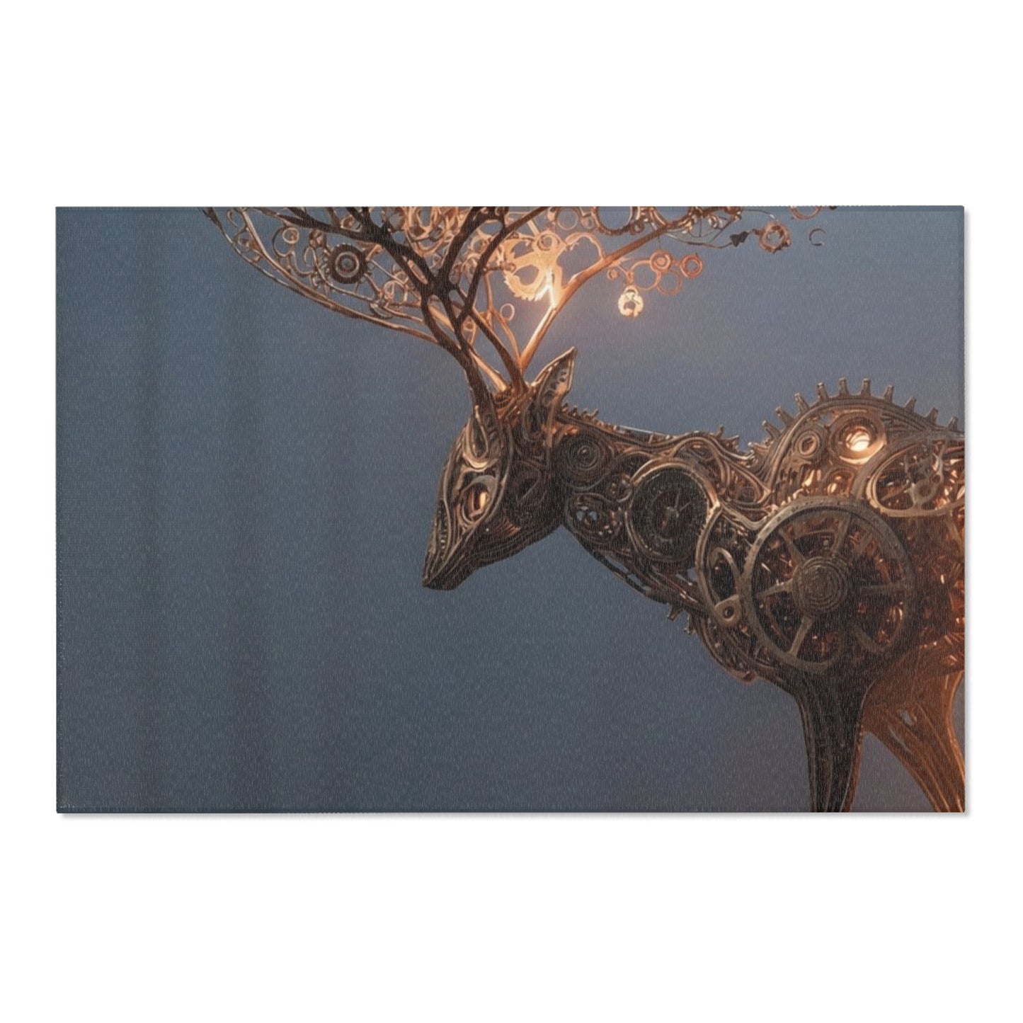 Clockwork Stag Area Rug – Luminescent Forest Sentinel