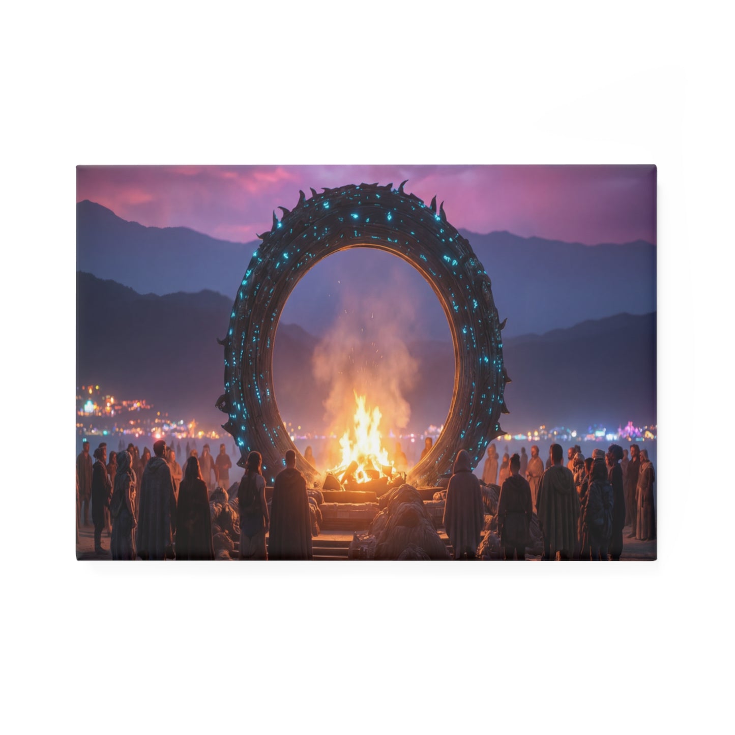 Celestial Portal Button Magnet, Rectangle (1 & 10 pcs) – Gathering at the Glowing Threshold