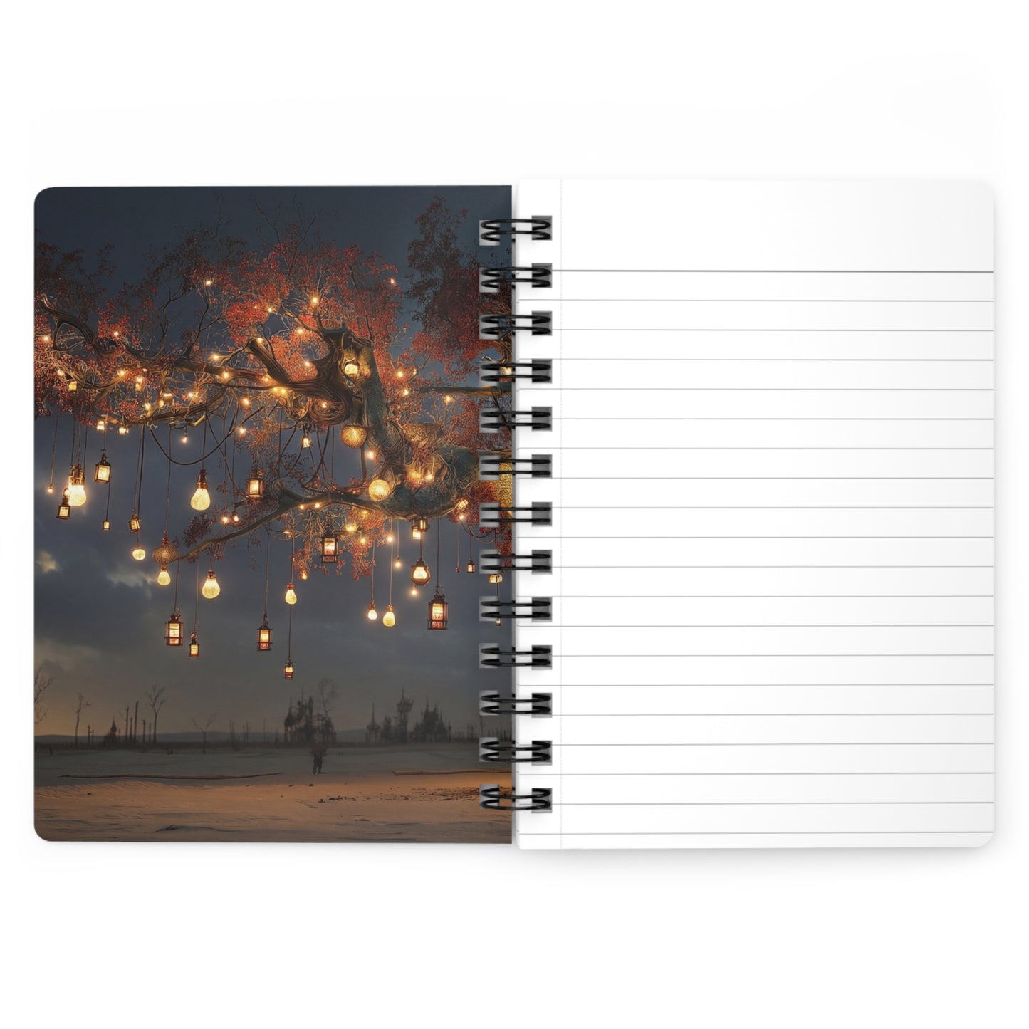 Whispering Lantern Tree Spiral Bound Journal – Desert Twilight Haven