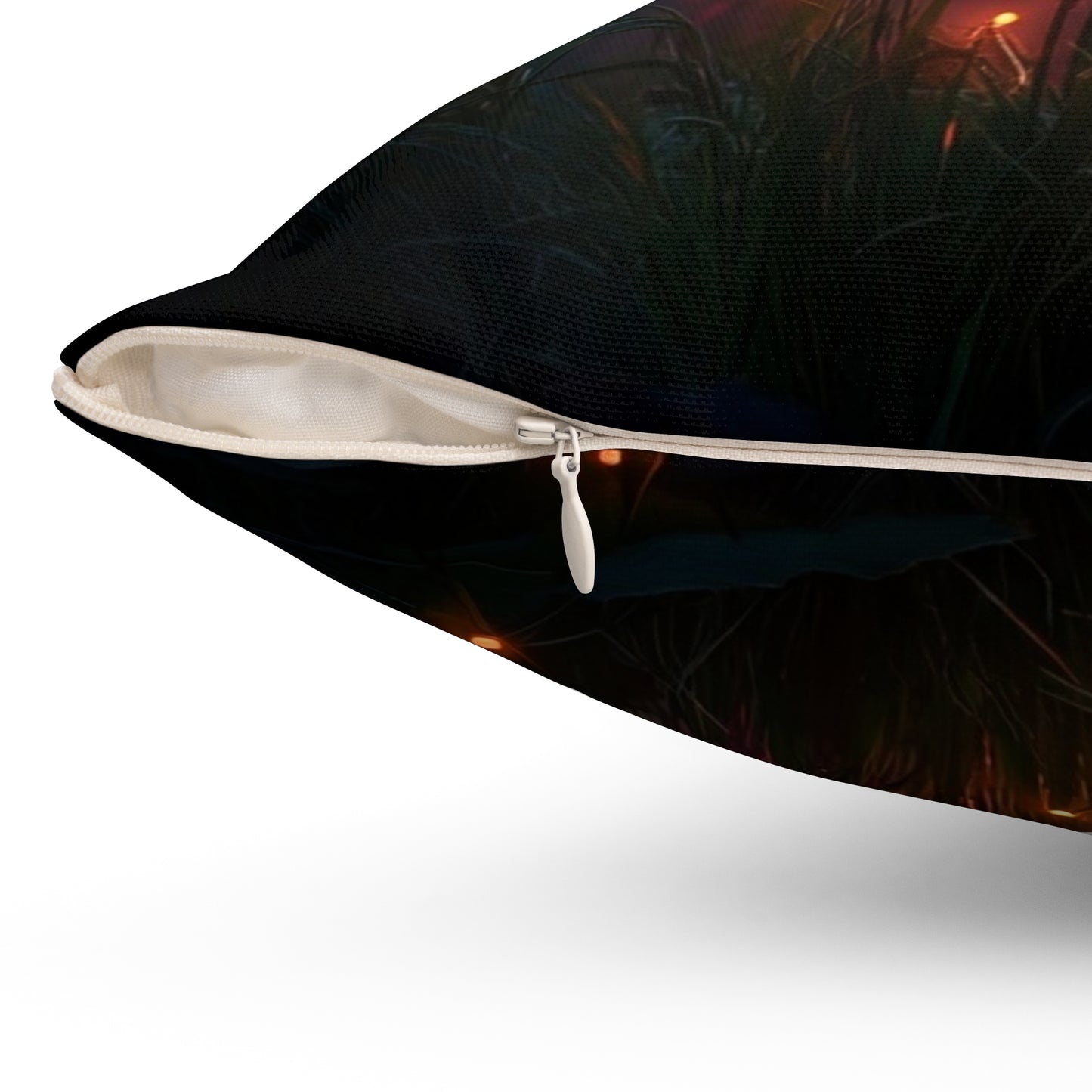 Glowing Dragonfly Spun Polyester Square Pillow – Twilight Meadow Luminescence