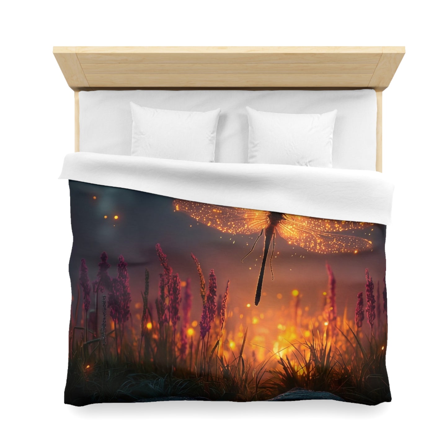 Firefly Dragonfly Microfiber Duvet Cover – Twilight Meadow Dreamscape