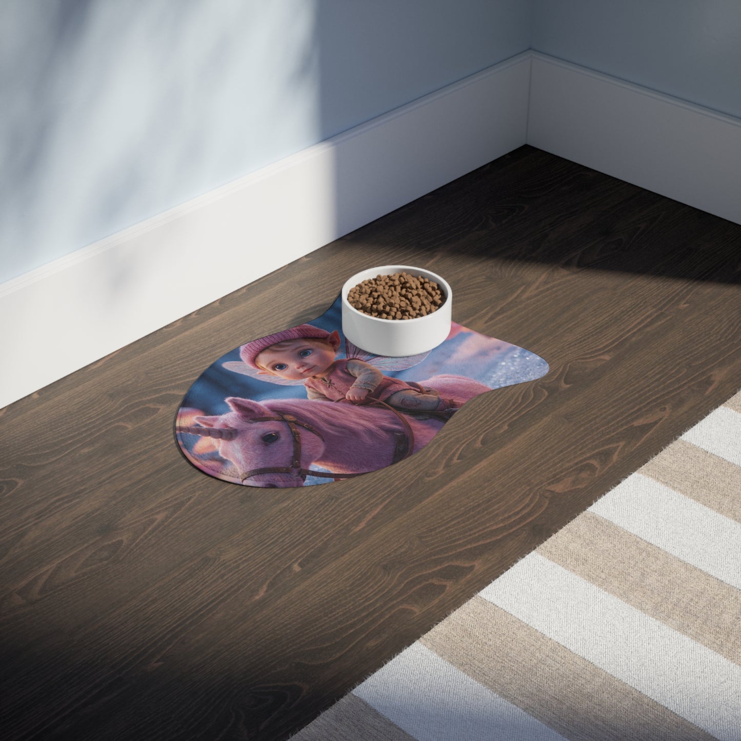 Pink Unicorn & Fairy Child Feeding Mats – Winter Woodland Companion Scene