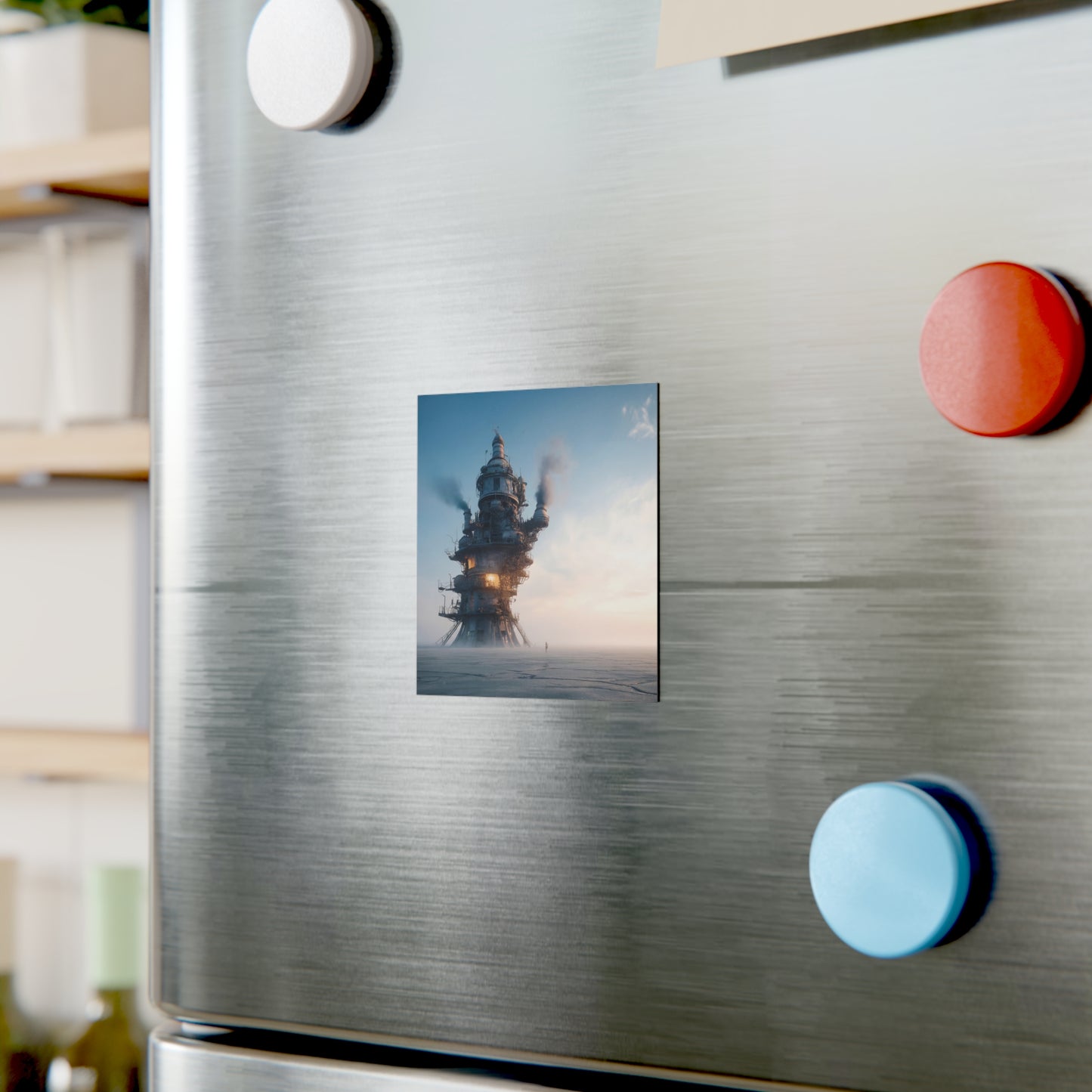 Steam-Powered Tower Square Magnet – Dawn’s Iron Cathedral