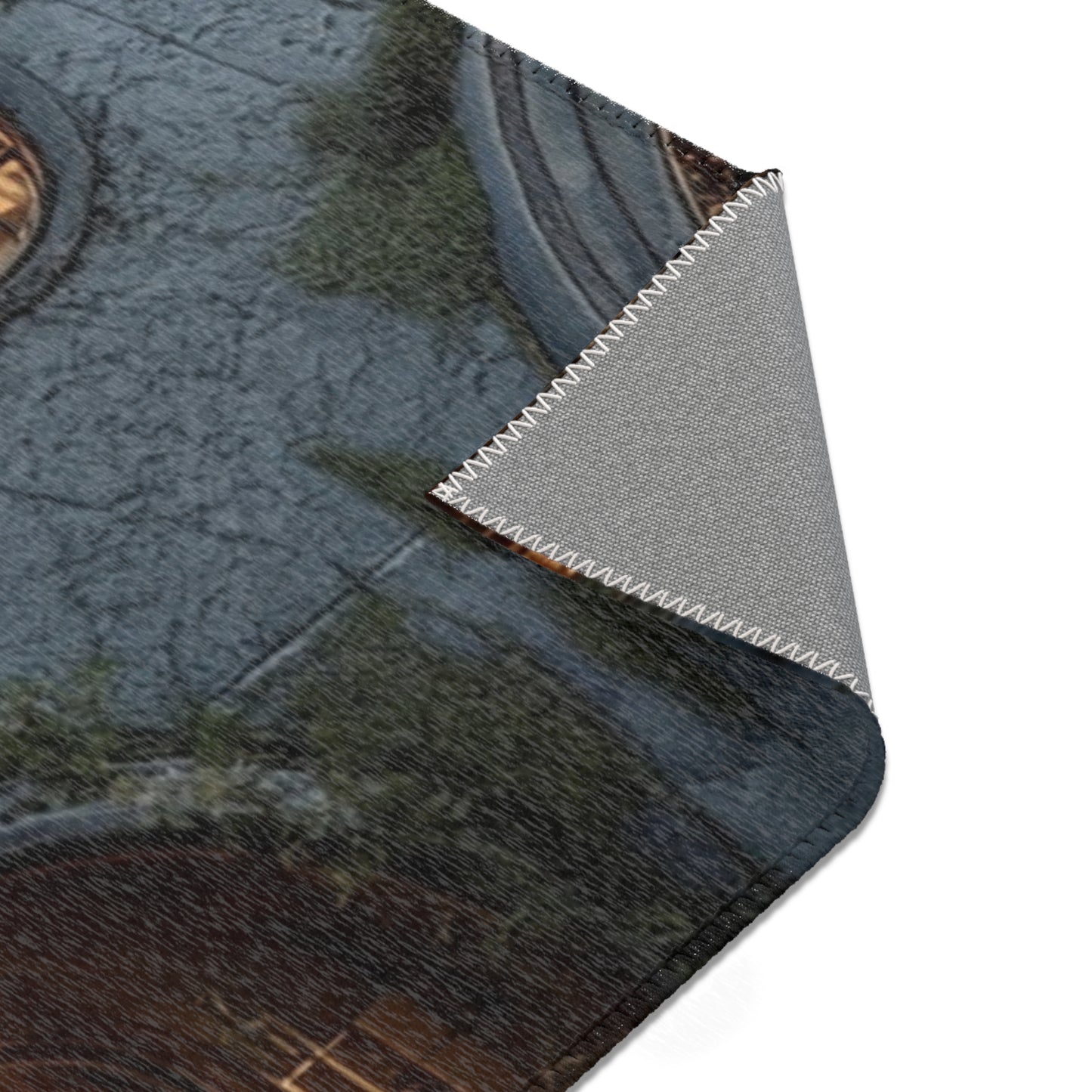 Sky-Rooted Dwelling Area Rug – Moss-Covered Dome House Dreamscape