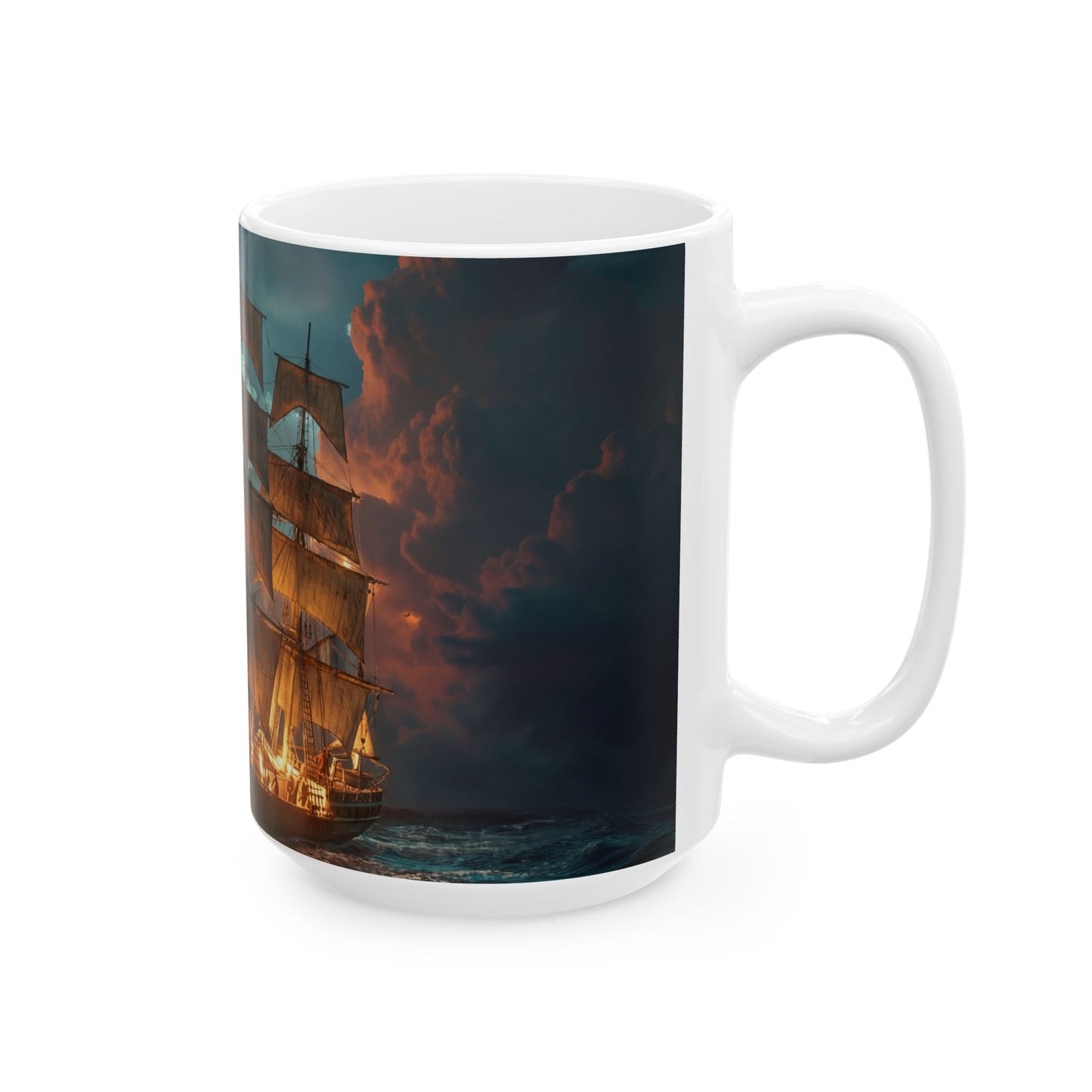 Starlit Galleon Ceramic Mug – Midnight Voyage Through Celestial Skies