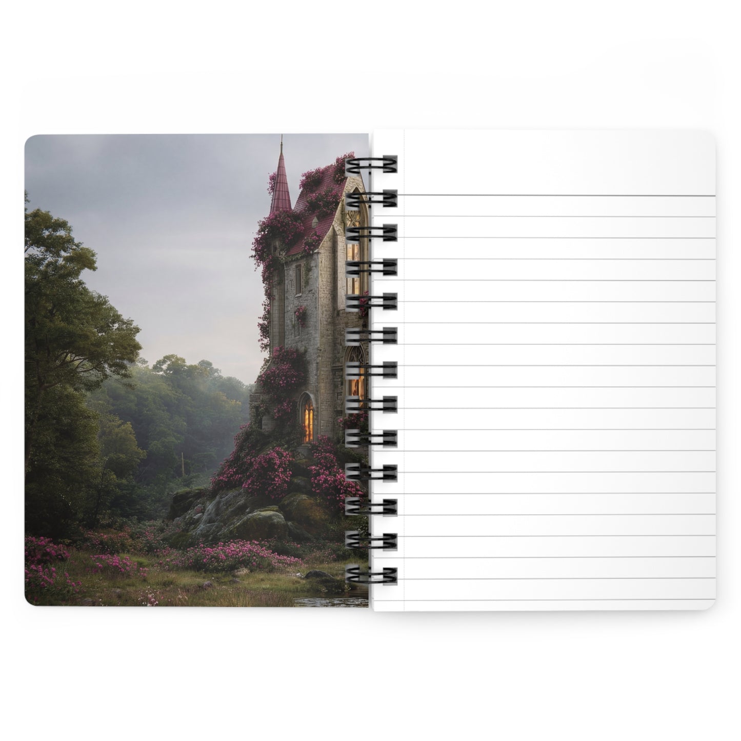 Rose-Clad Castle Spiral Bound Journal – Whispers of Twilight Sanctuary