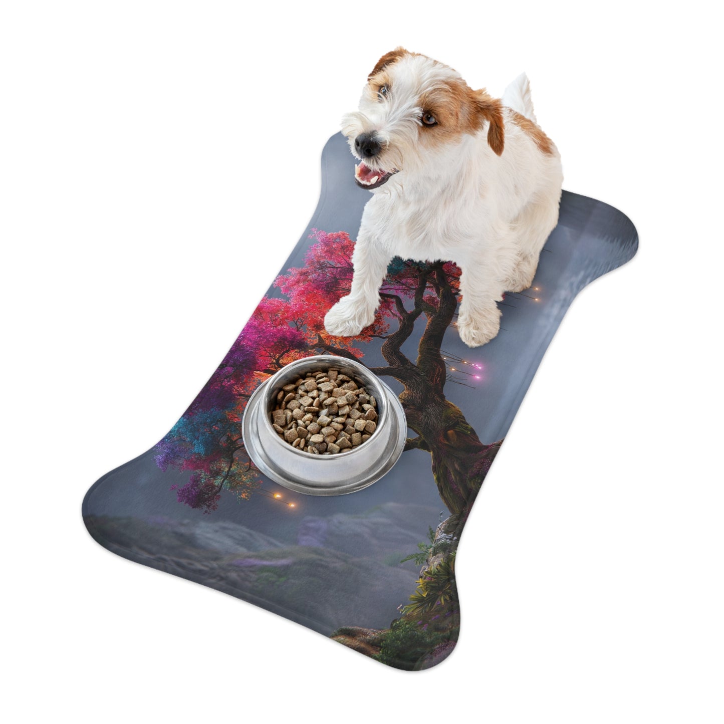 Color-Shifting Moonlit Tree Feeding Mats – Rainbow Canopy & Hanging Lanterns