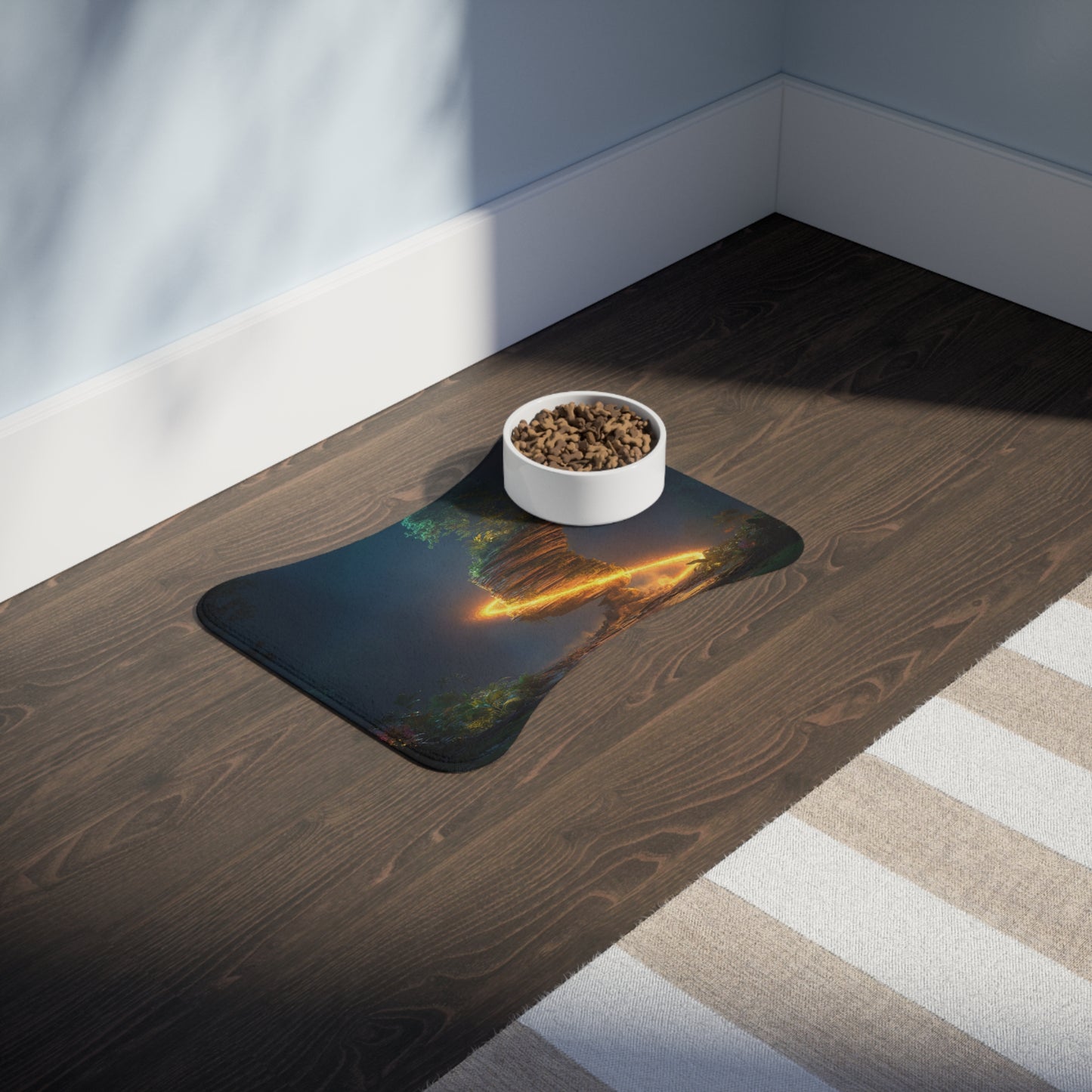 Floating Island Pet Feeding Mats – Luminous Jungle Oasis