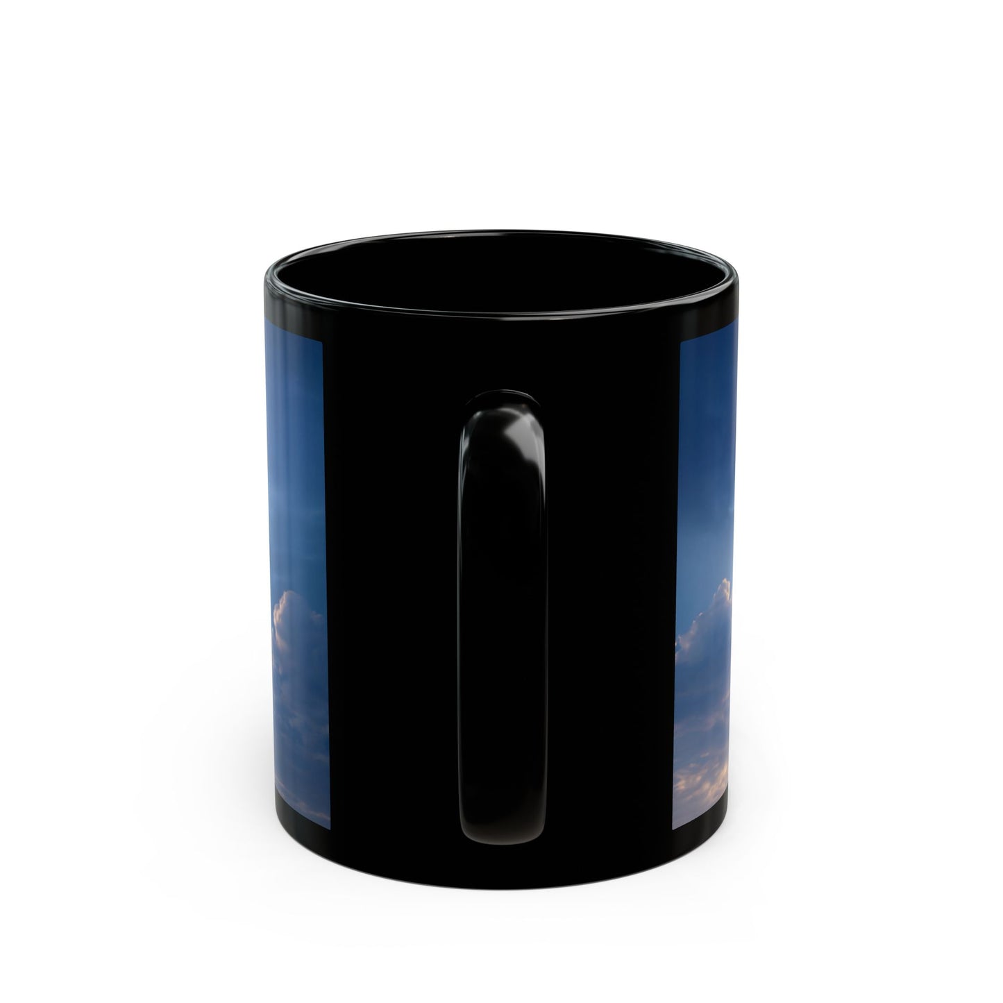 Skyborne Lighthouse Black Mug – Twilight Beacon Over Endless Sea