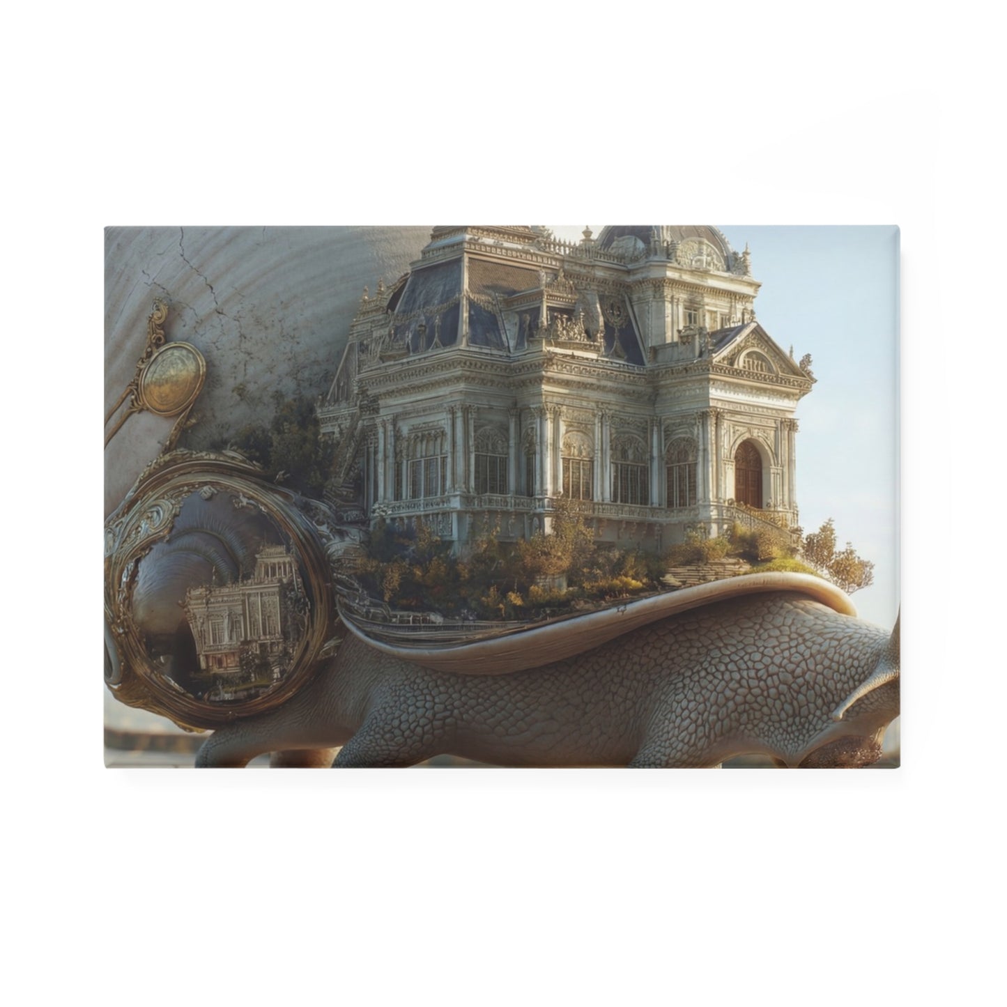 Grand Palace Snail Button Magnet, Rectangle (1 & 10 pcs) – Slow Travel in Marble and Shell