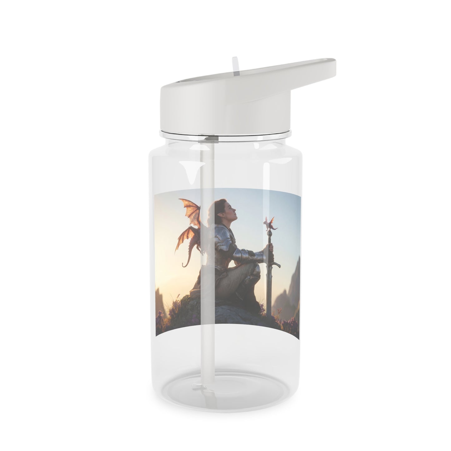 Elven Knight & Dragon Tritan Water Bottle – Golden Dawn Sentinel