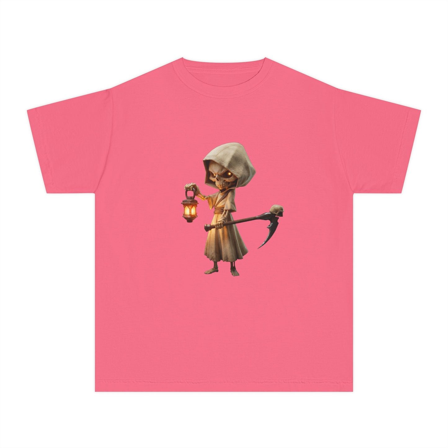 Lantern-Bearing Sentinel Youth Midweight Tee – Hooded Reaper Guardian Print