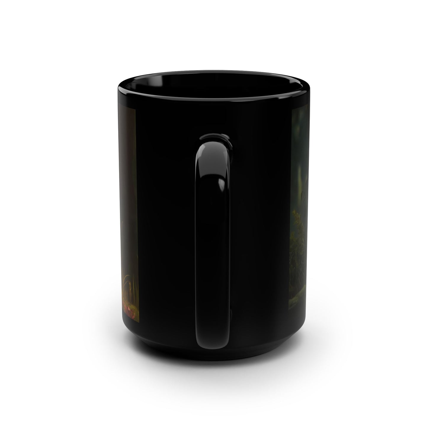 Forest Guardian Black Mug, 15oz – Bioluminescent Plant Caretaker
