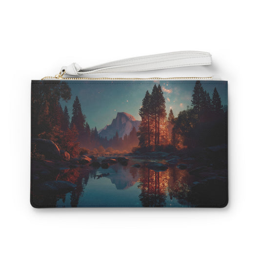 Starlit Half Dome Clutch Bag – Mirror Lake Twilight Dreamscape