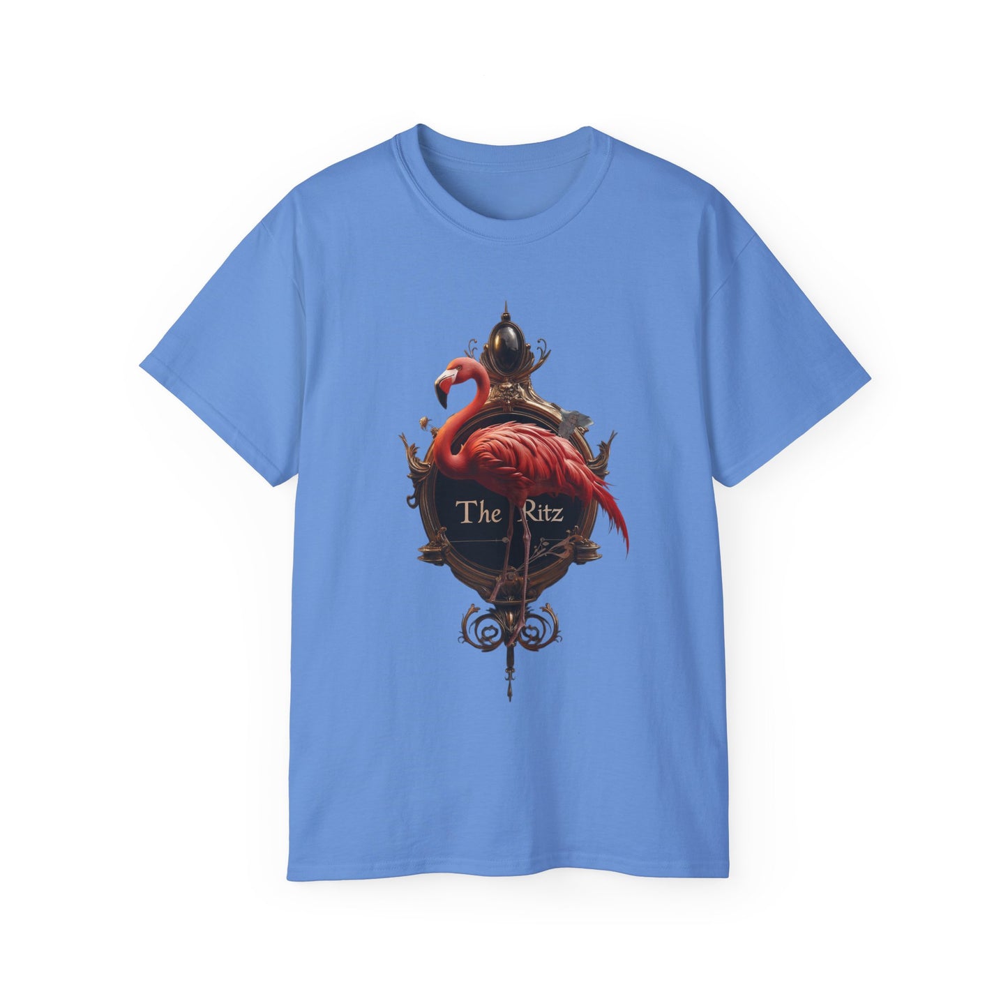 The Ritz Flamingo Ornate Frame Tee – Velvet Pink Feather Guardian