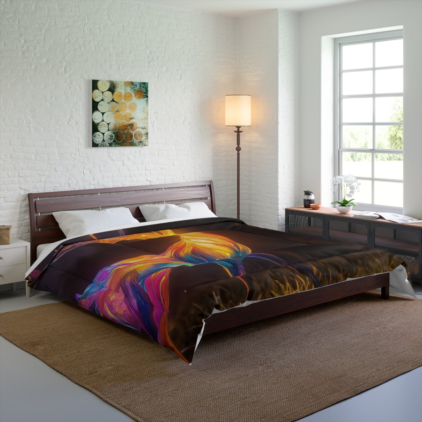 Chromatic Stag Comforter – Whispers of Night and Light