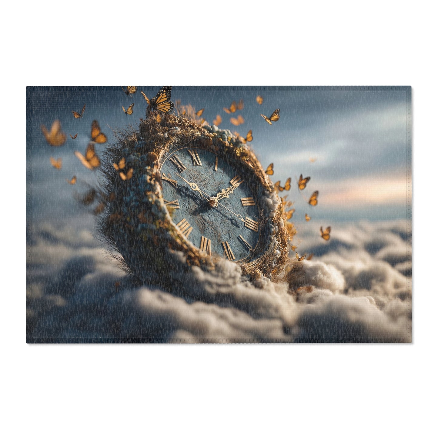 Butterfly Timekeeper Area Rug – Where Hours Bloom Among Wings