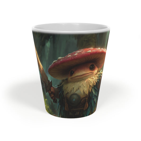 Mushroom Knight Latte Mug, 12oz – Caped Guardian of the Deep Woods