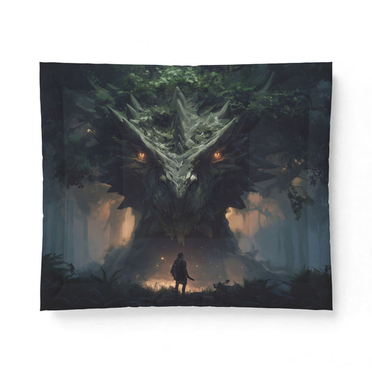Forest Sentinel Dragon Cotton Comforter – Mossy Guardian Encounter