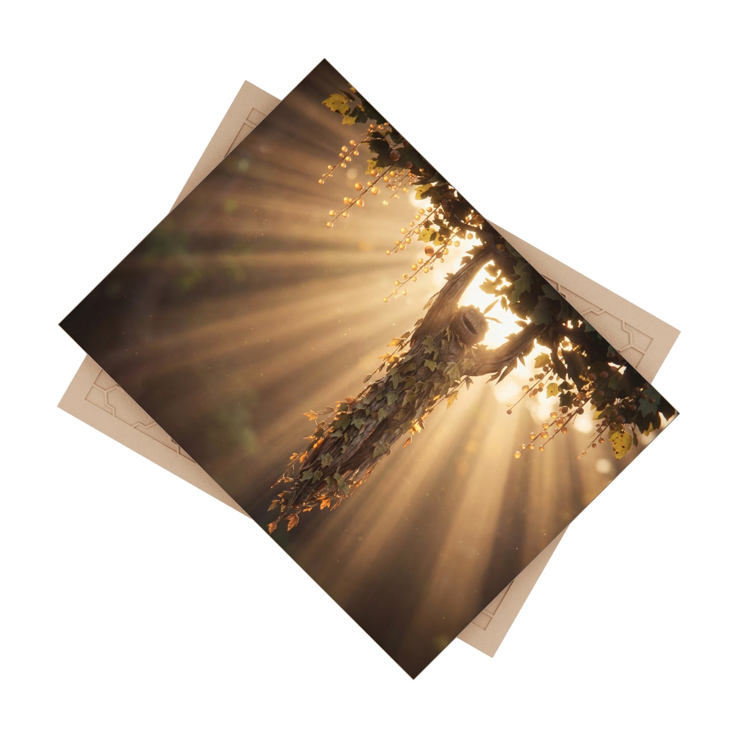 Sunbeam Tree Spirit Ceramic Photo Tile – Golden Hour Guardian
