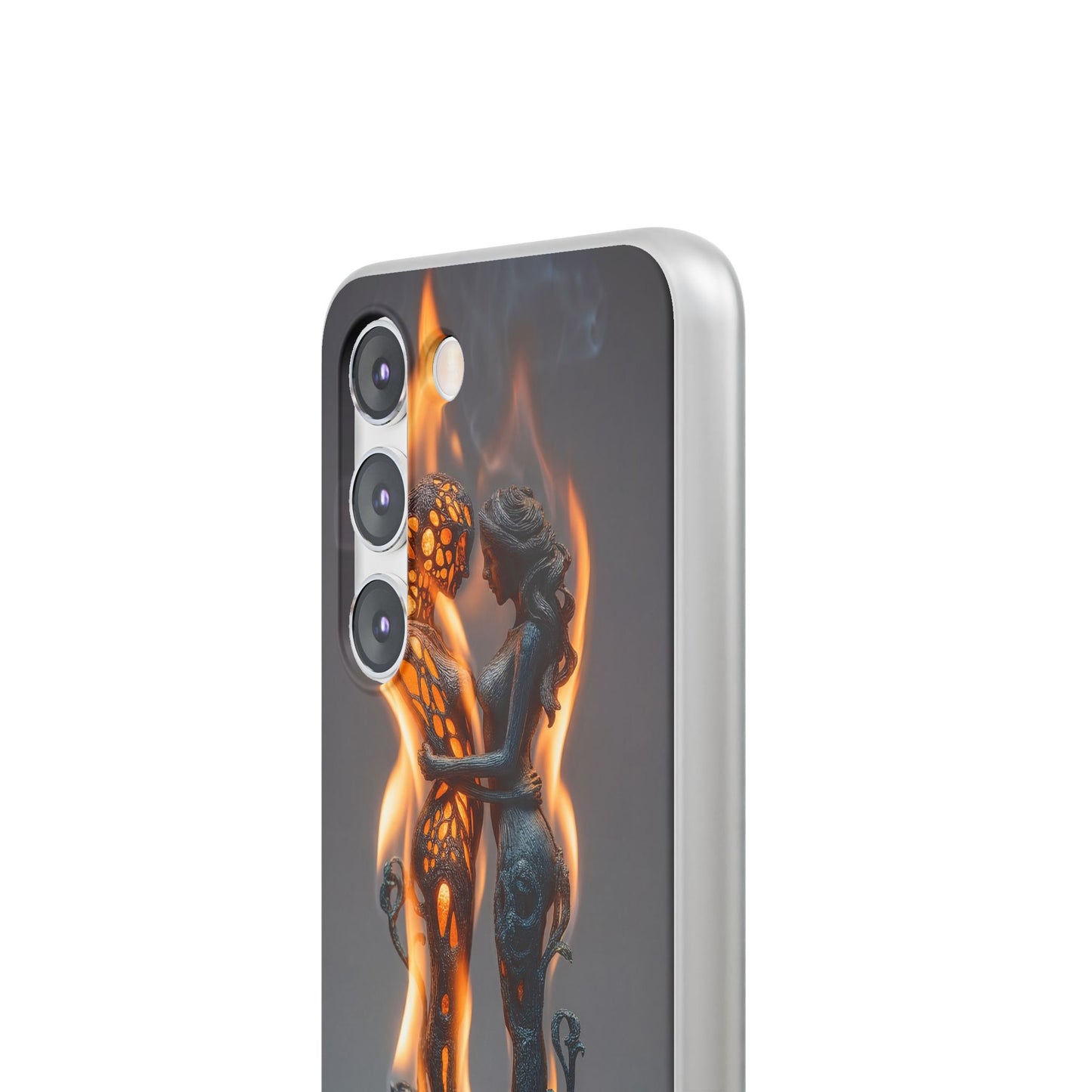 Flame-Embraced Lovers Flexi Cases – Intimate Glow Within the Fire
