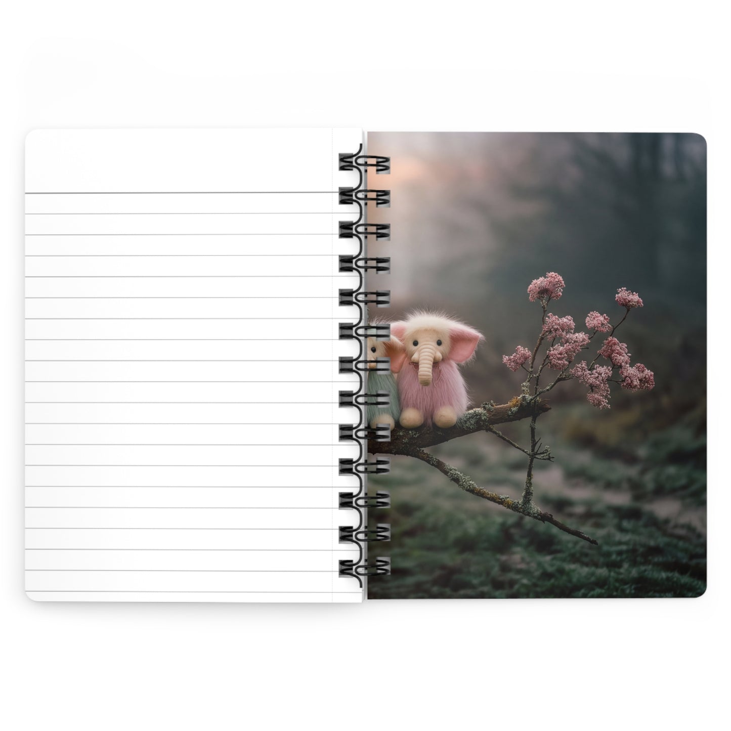 Three Furry Elephant Friends Spiral Bound Journal – Twilight Woods Companion