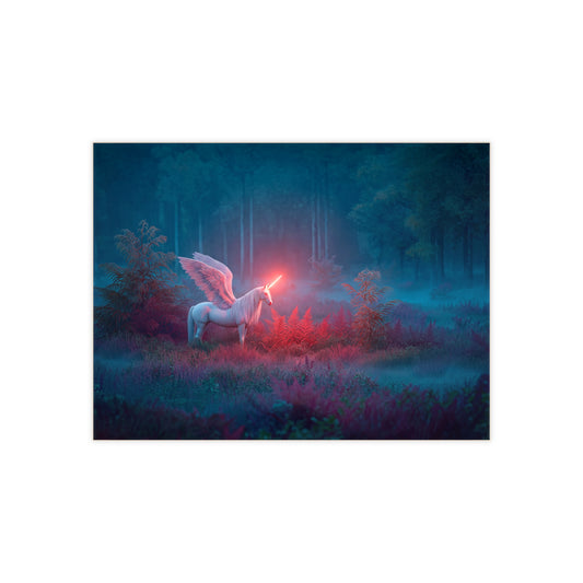 Winged Unicorn in Twilight Forest Ceramic Photo Tile – Radiant Horn Dreamscape