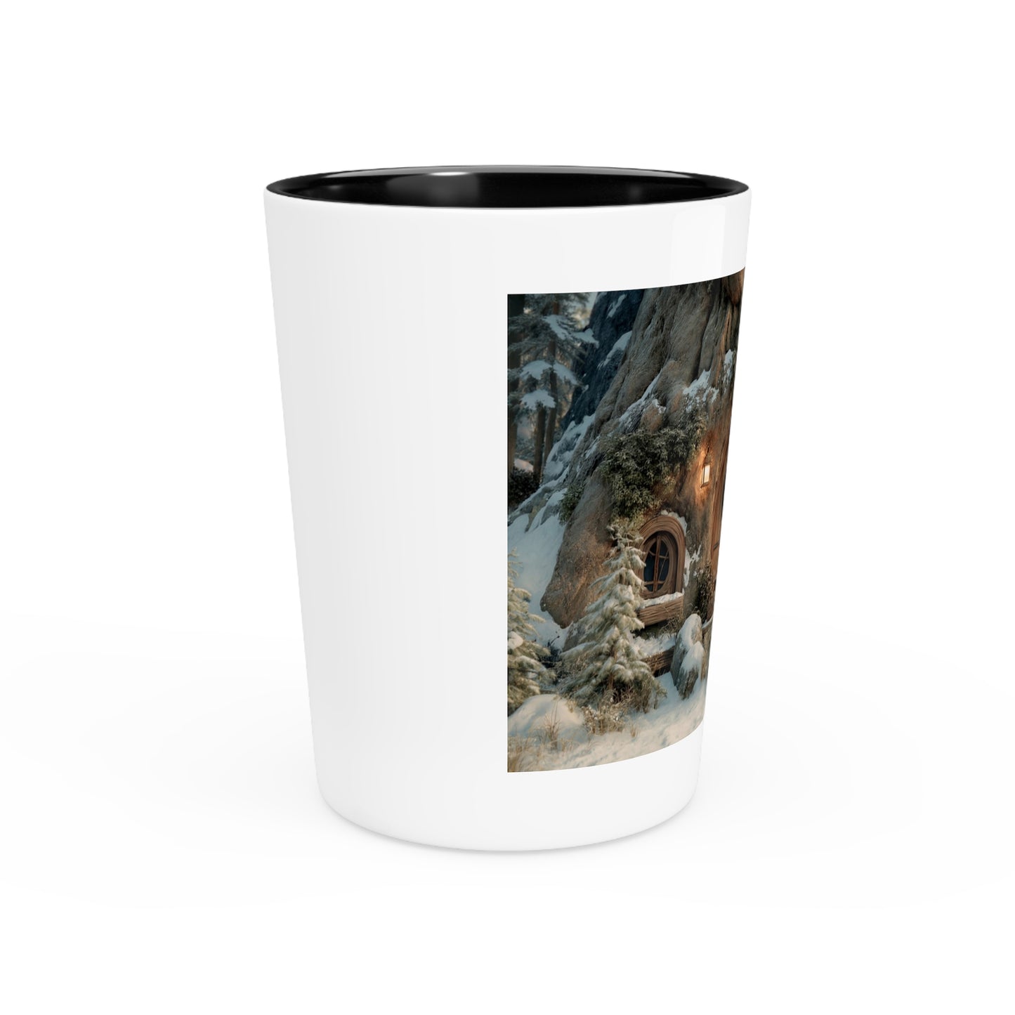 Winterwood Cottage Shot Glass – Hearthlight in the Snowy Glade