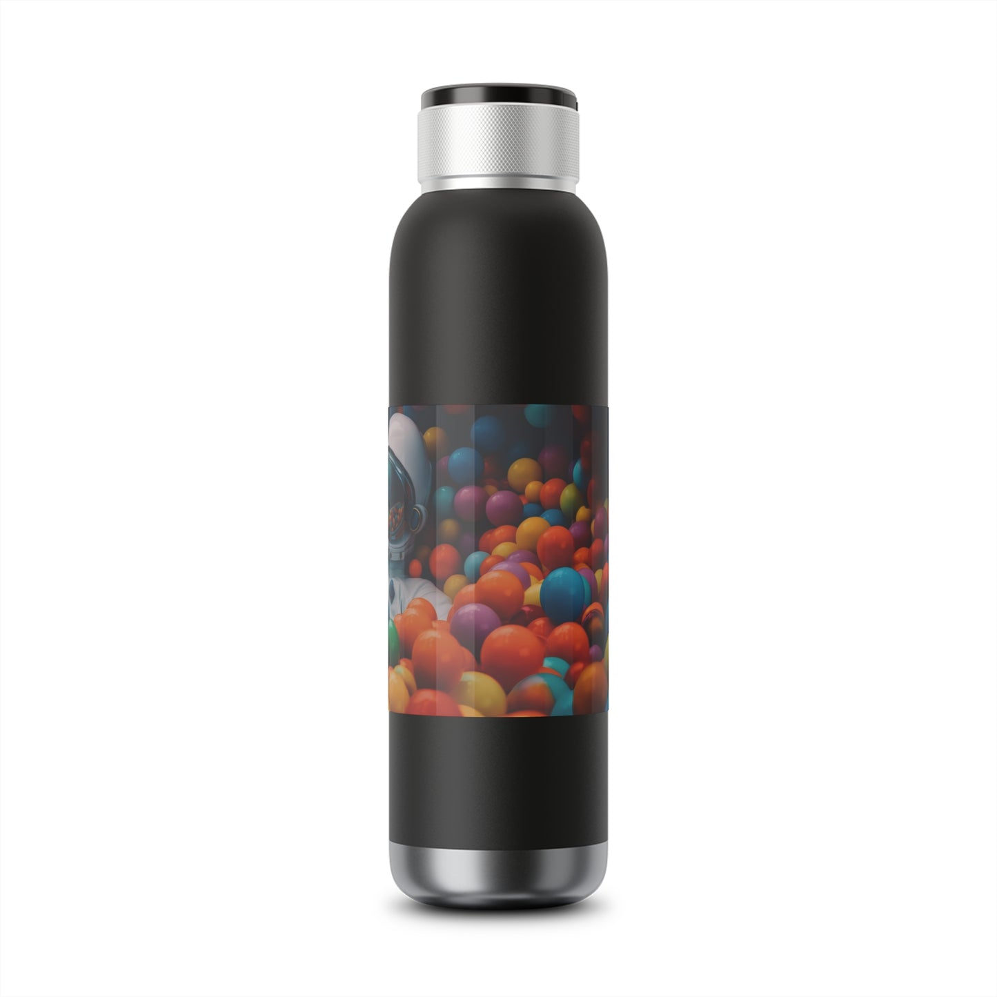 a realistic of photography astronaut lying in colourful balls pool - Soundwave Copper Vacuum Audio Bottle 22oz