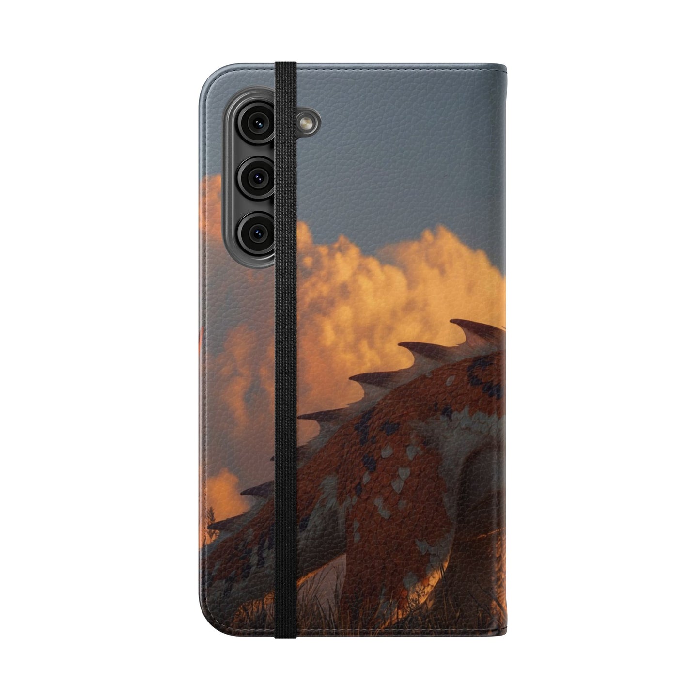 Gilded Dragon Flip Cases – Amber Sunset Guardian