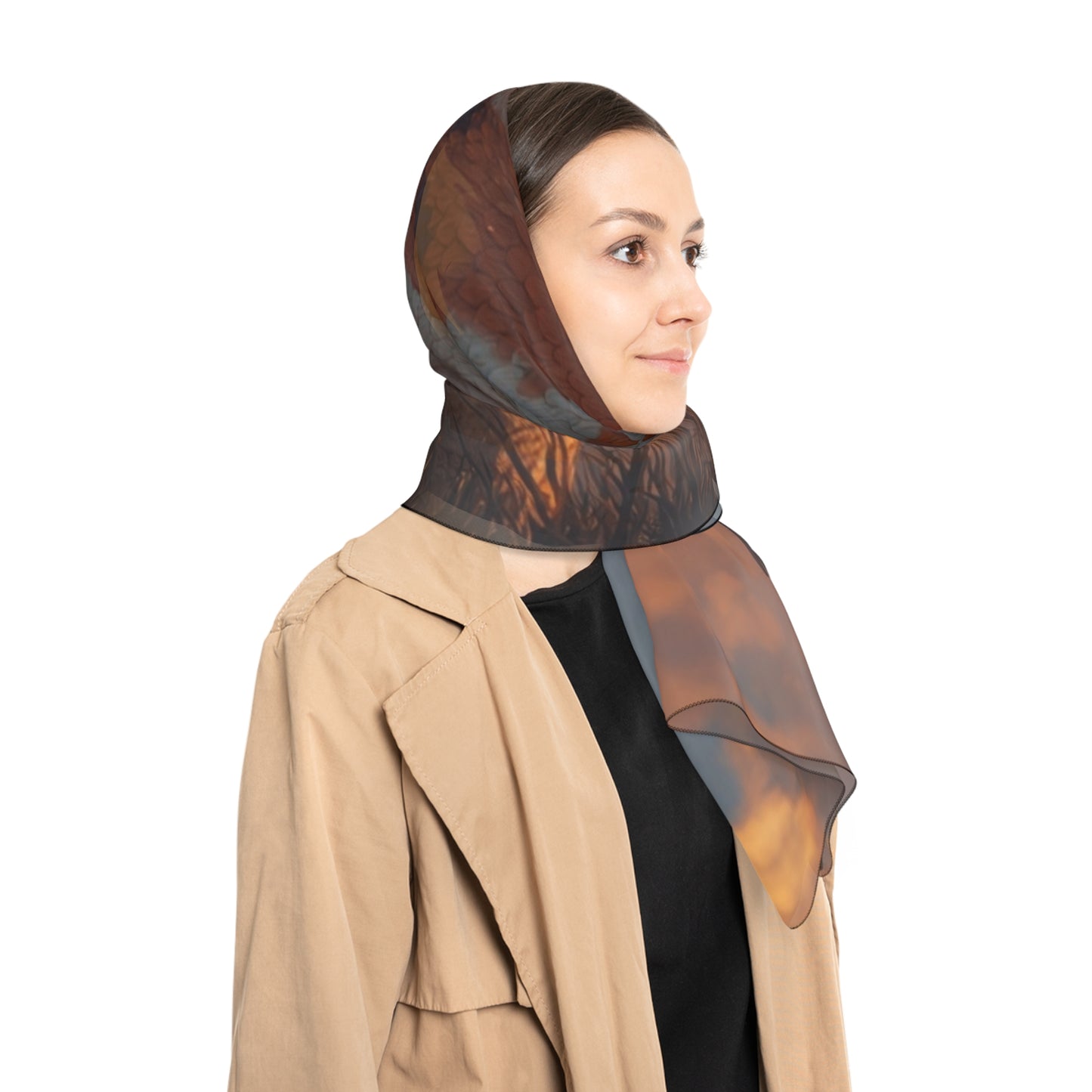 Sunset Sentinel Dragon Poly Scarf – Warm Ember Horizon