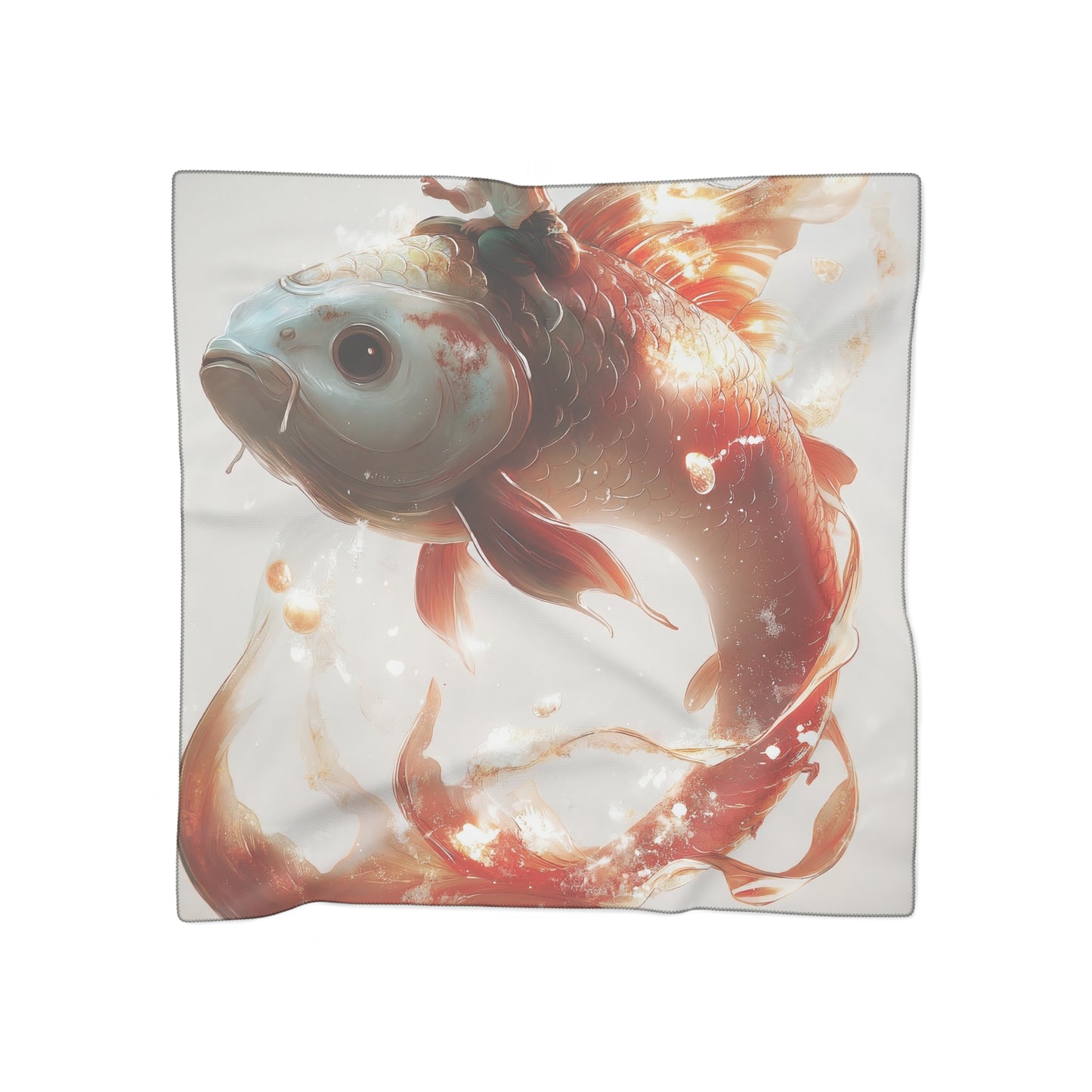 Child on Glowing Koi Poly Scarf – Liquid Light Adventure
