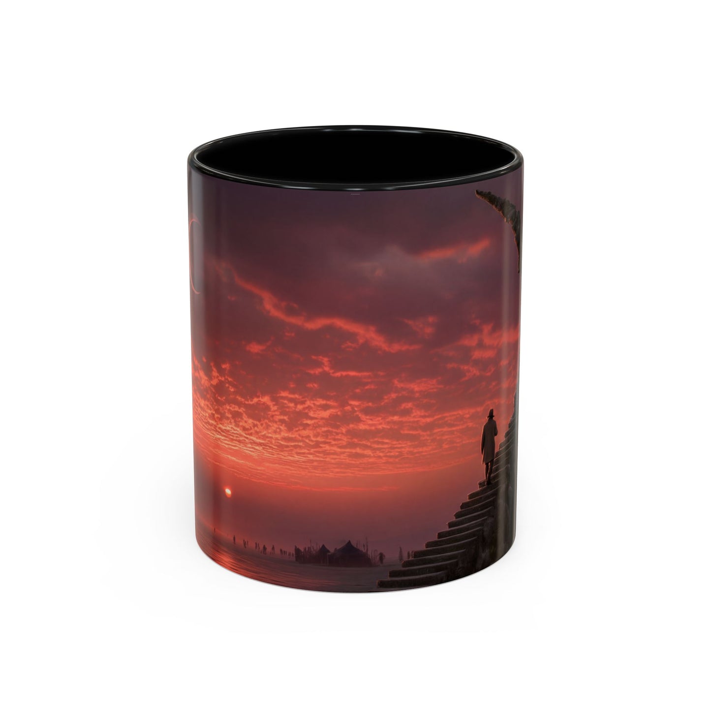 Twilight Stairway Accent Coffee Mug (11, 15oz) – Crimson Moonlit Ascension