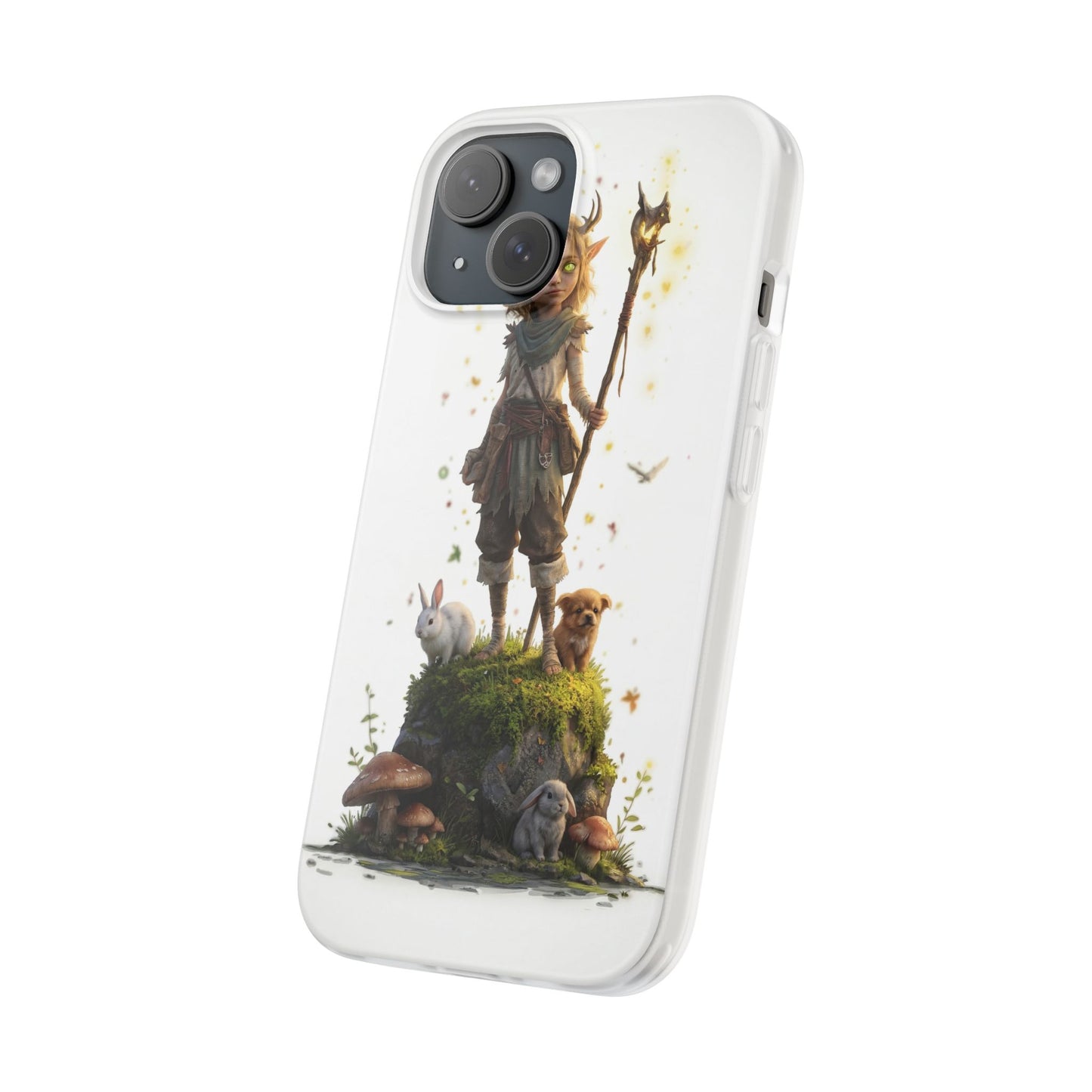 Forest Sentinel Flexi Cases – Glowing Antlered Child with Pet Companions