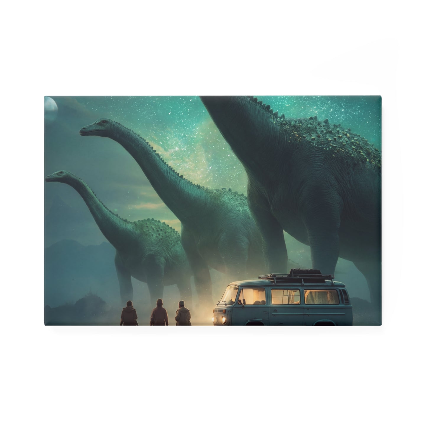 Dinosaur Encounter Button Magnet, Rectangle (1 & 10 pcs) – Moonlit Safari Under Stardust