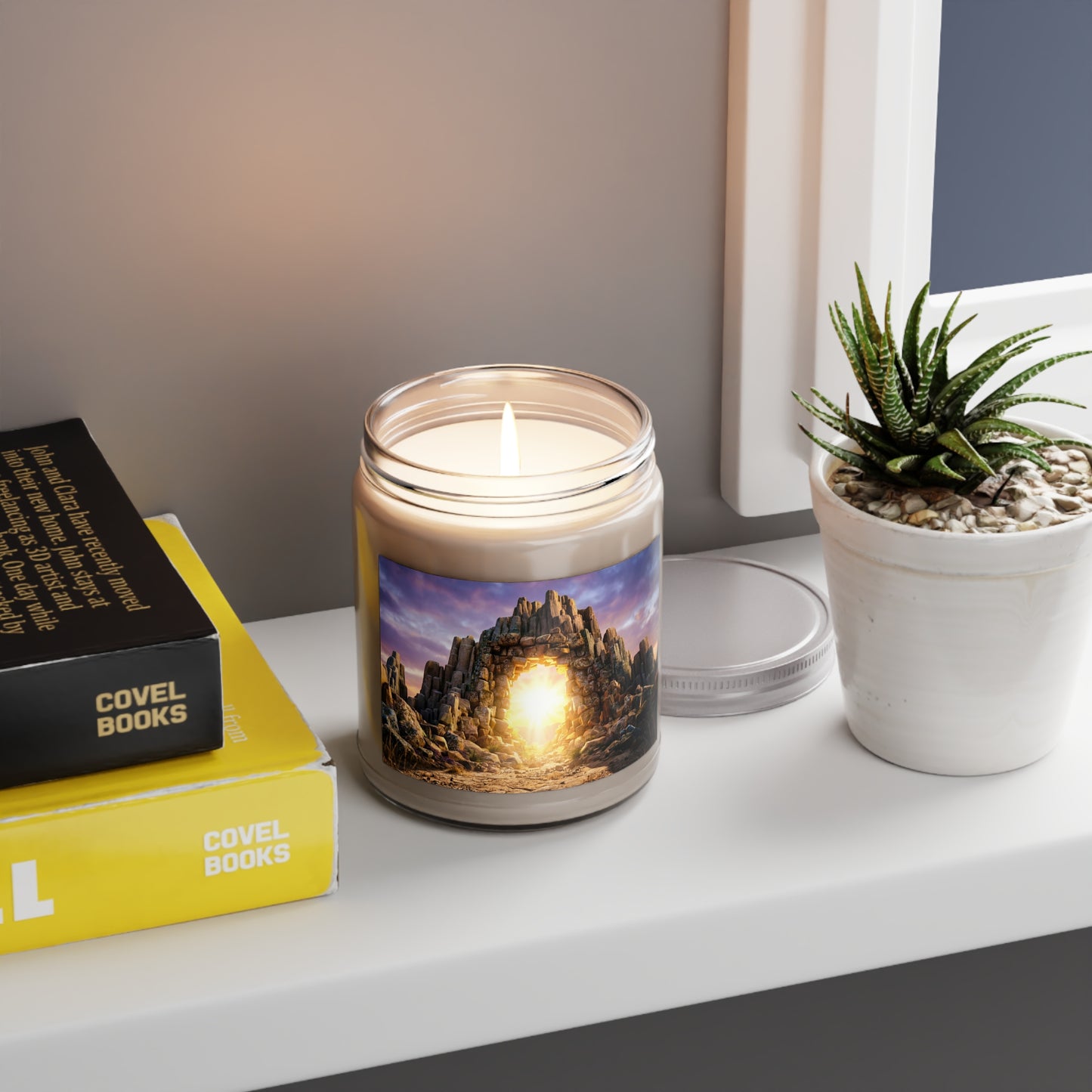 Stone Archway Gateway Scented Soy Candles with White Lid, 9oz – Dawn’s Warm Embrace